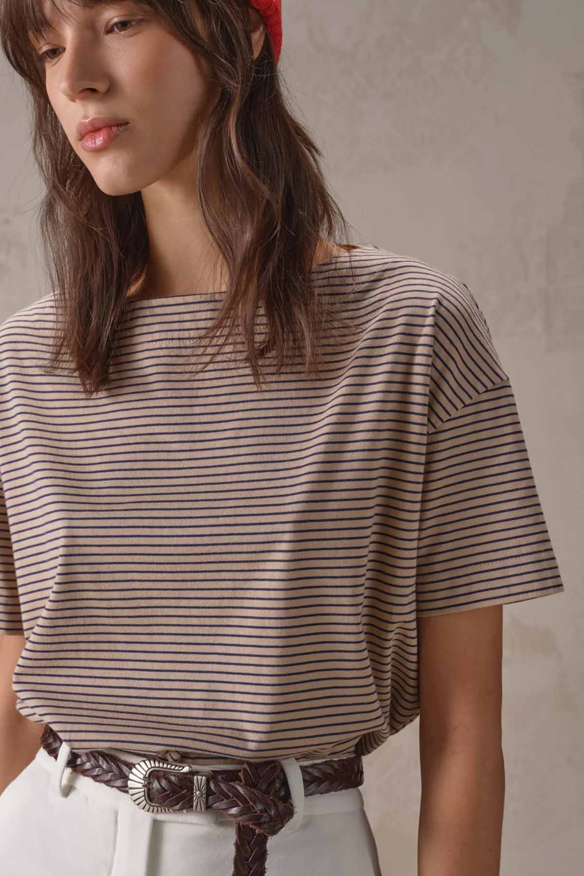 Circolo 1901 Regular Fit Yuvarlak Yaka Çizgili T-shirt