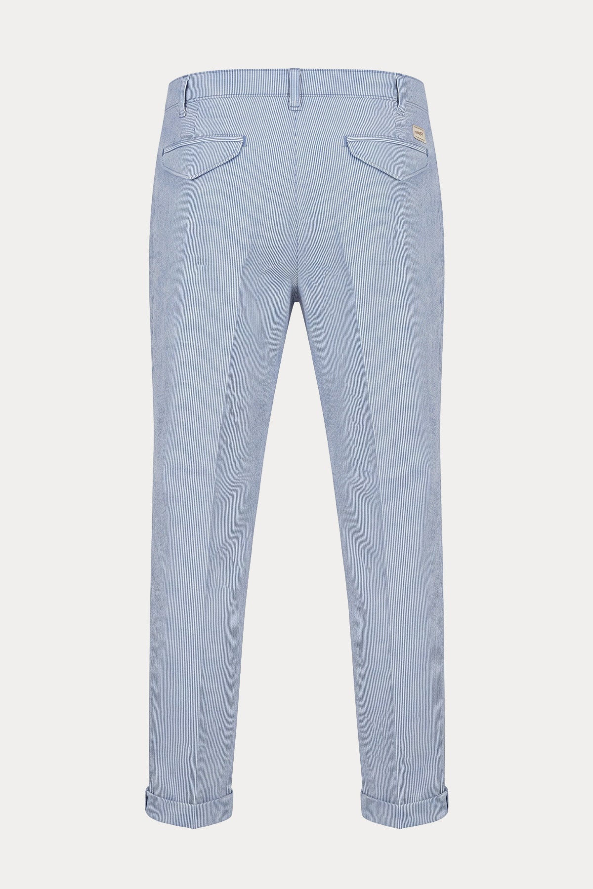 40 Weft Ronan Relaxed Fit Tek Pile Çizgili Keten Pantolon-Pantolon-Libas