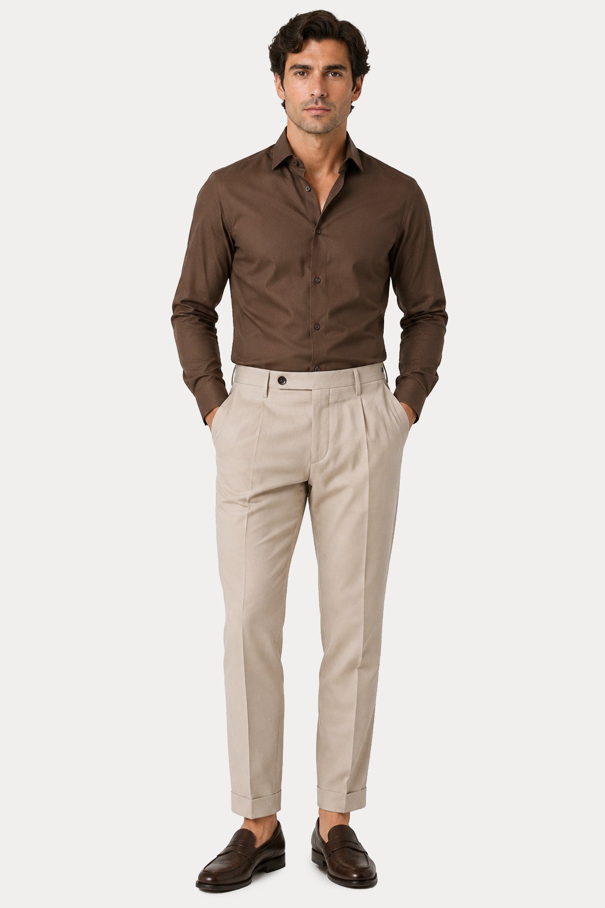 Michael Coal Slim Fit Tek Pile Duble Paça Yün Pantolon