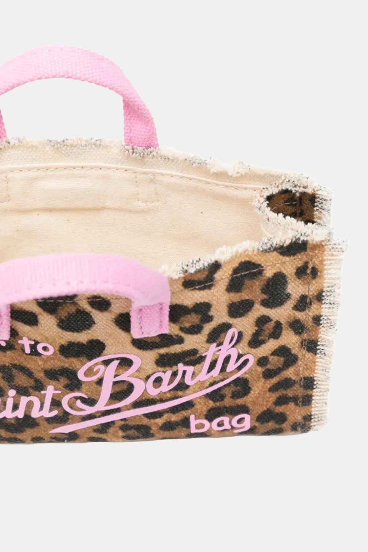 Saint Barth Mini Leopar Desenli Logolu Kanvas Çanta-Çanta-Libas