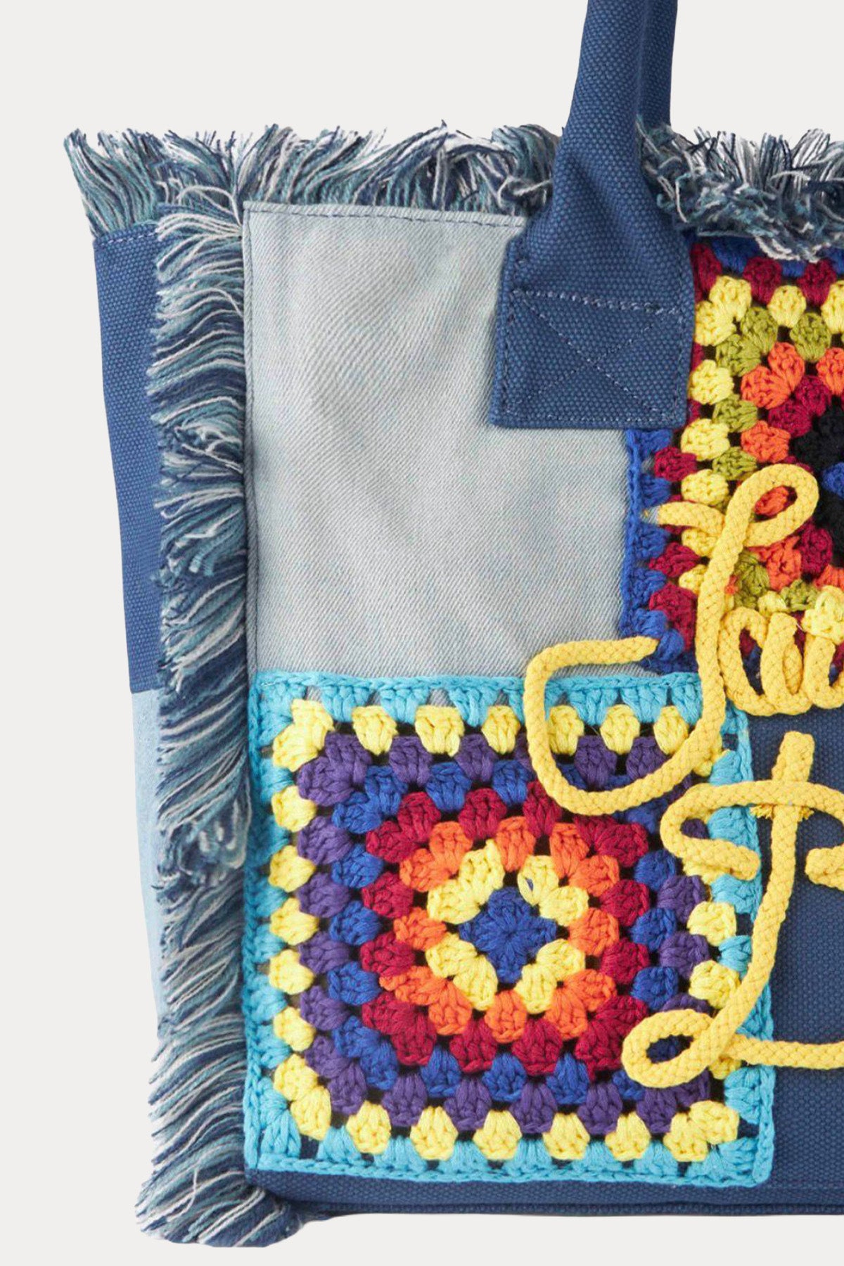 Saint Barth Large Nakış Logo Desenli Denim Çanta