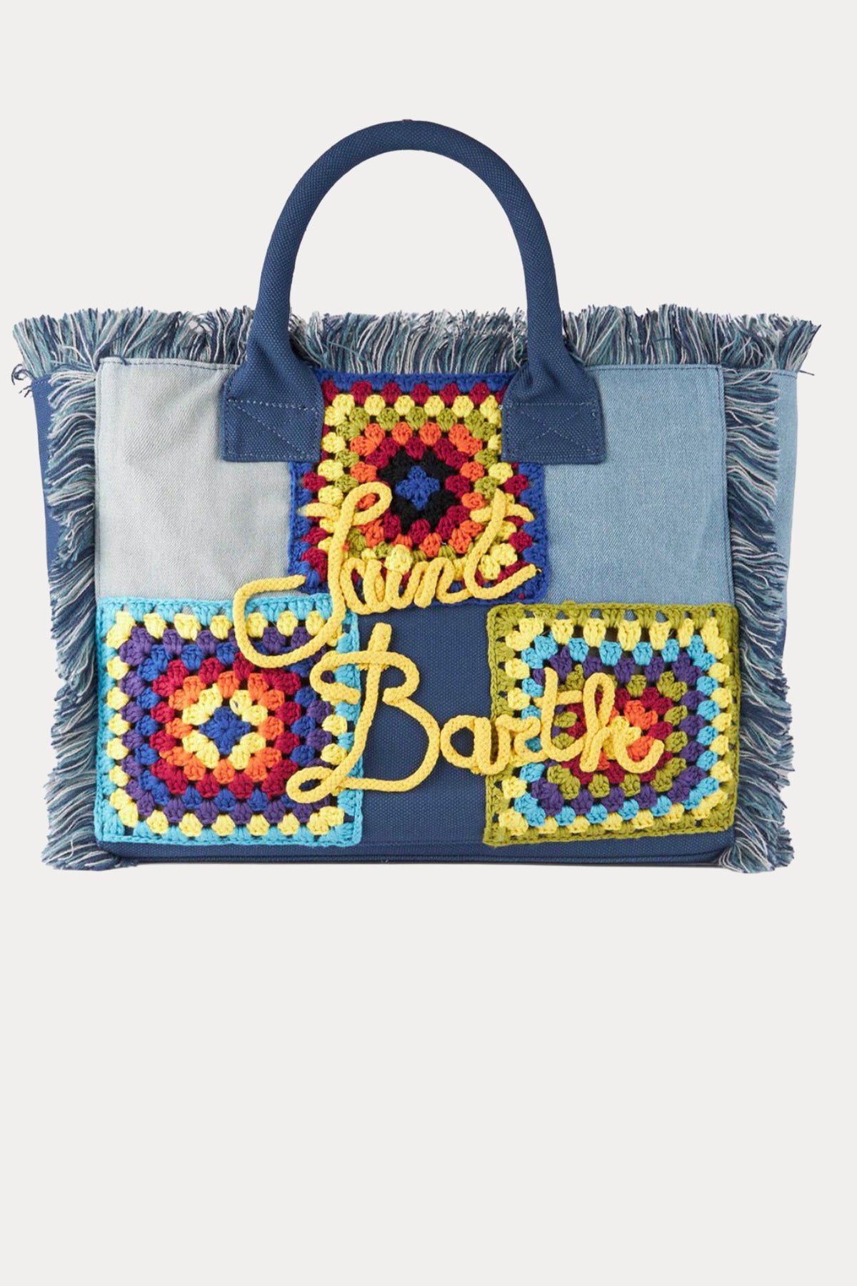 Saint Barth Large Nakış Logo Desenli Denim Çanta