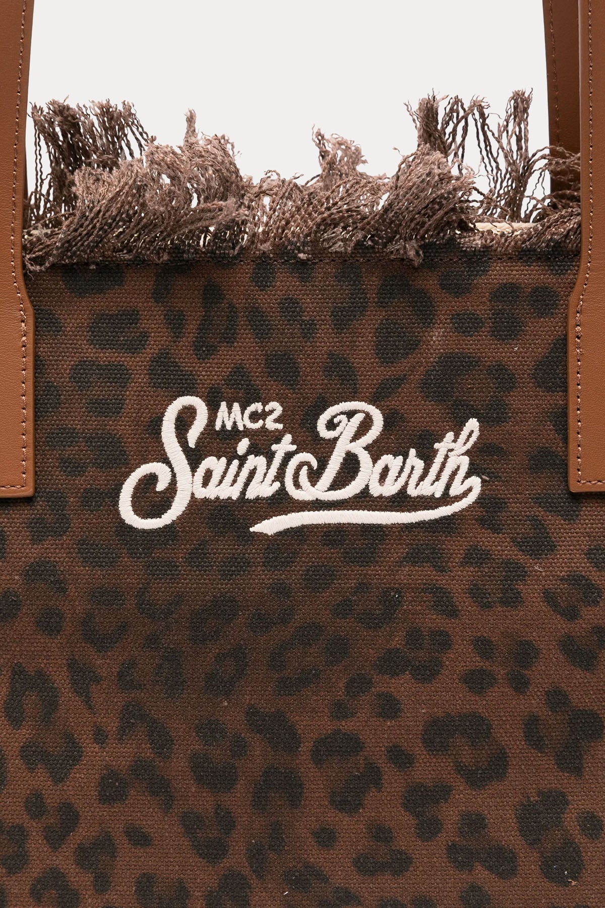 Saint Barth Large Leopar Desen Logolu Kanvas Çanta