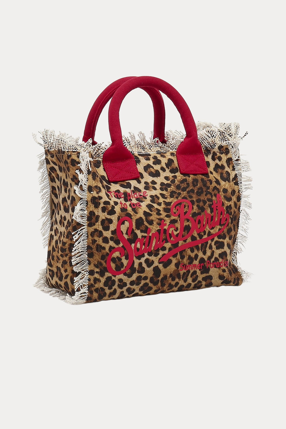 Saint Barth Small Leopar Desen Logolu Kanvas Çanta