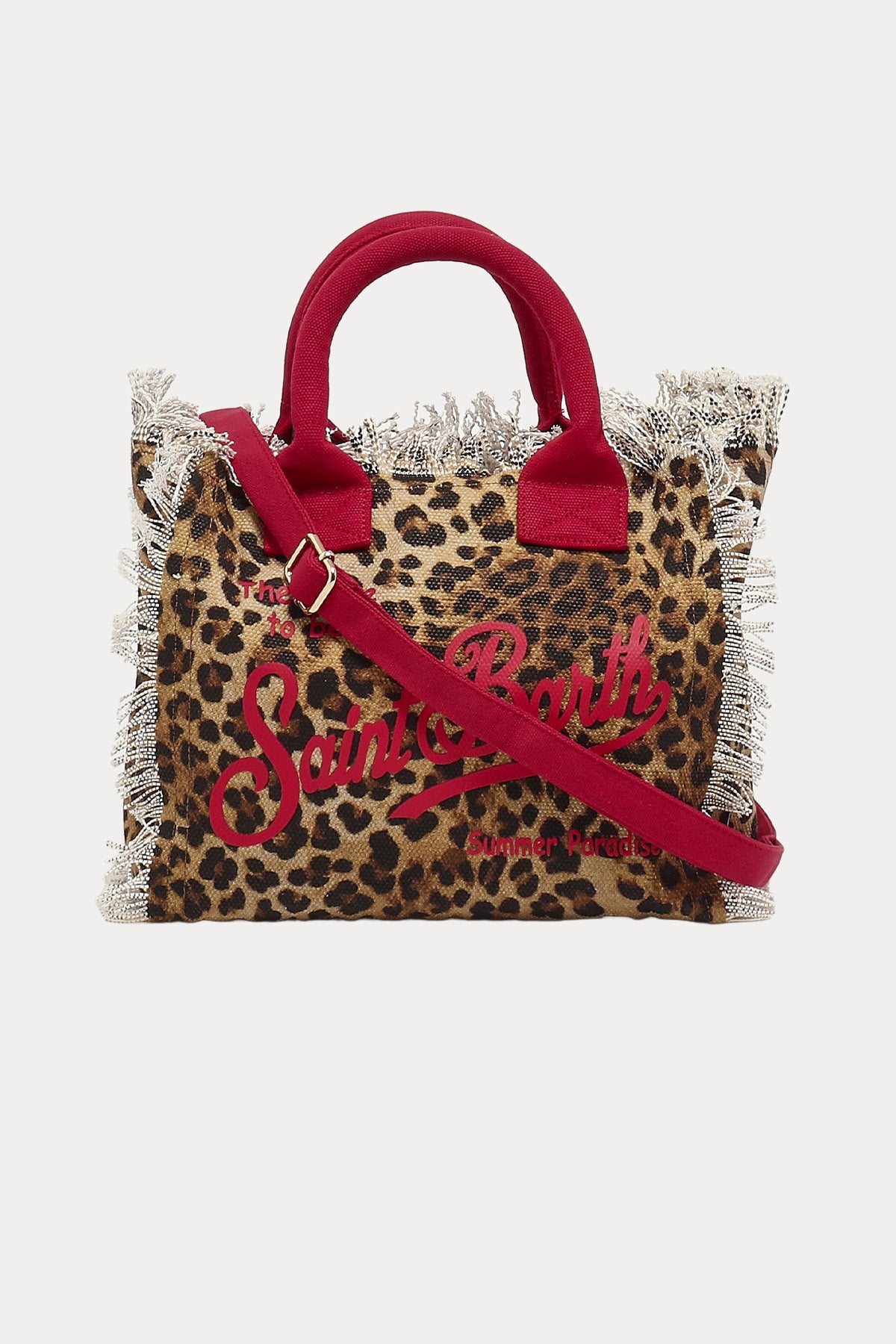 Saint Barth Small Leopar Desen Logolu Kanvas Çanta