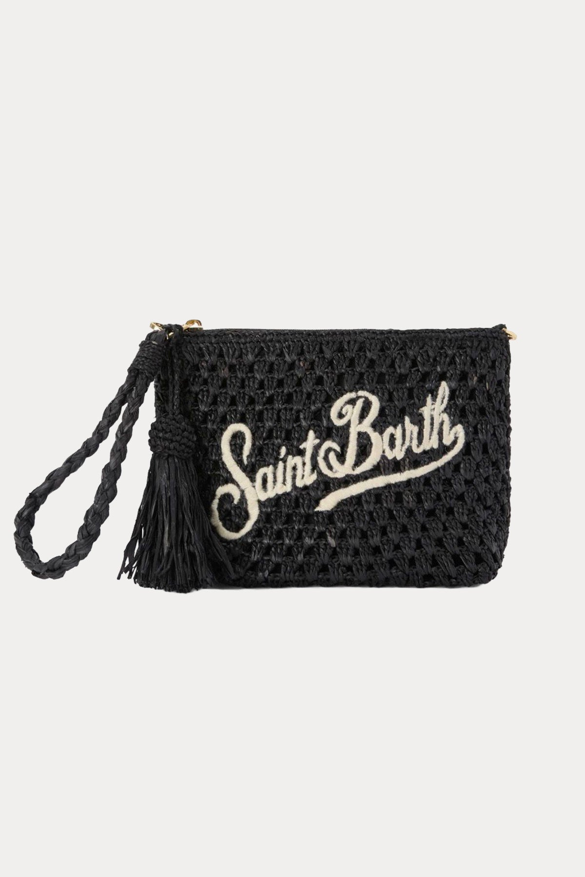 Saint Barth Mini Logolu Hasır Örgü Clutch Çanta