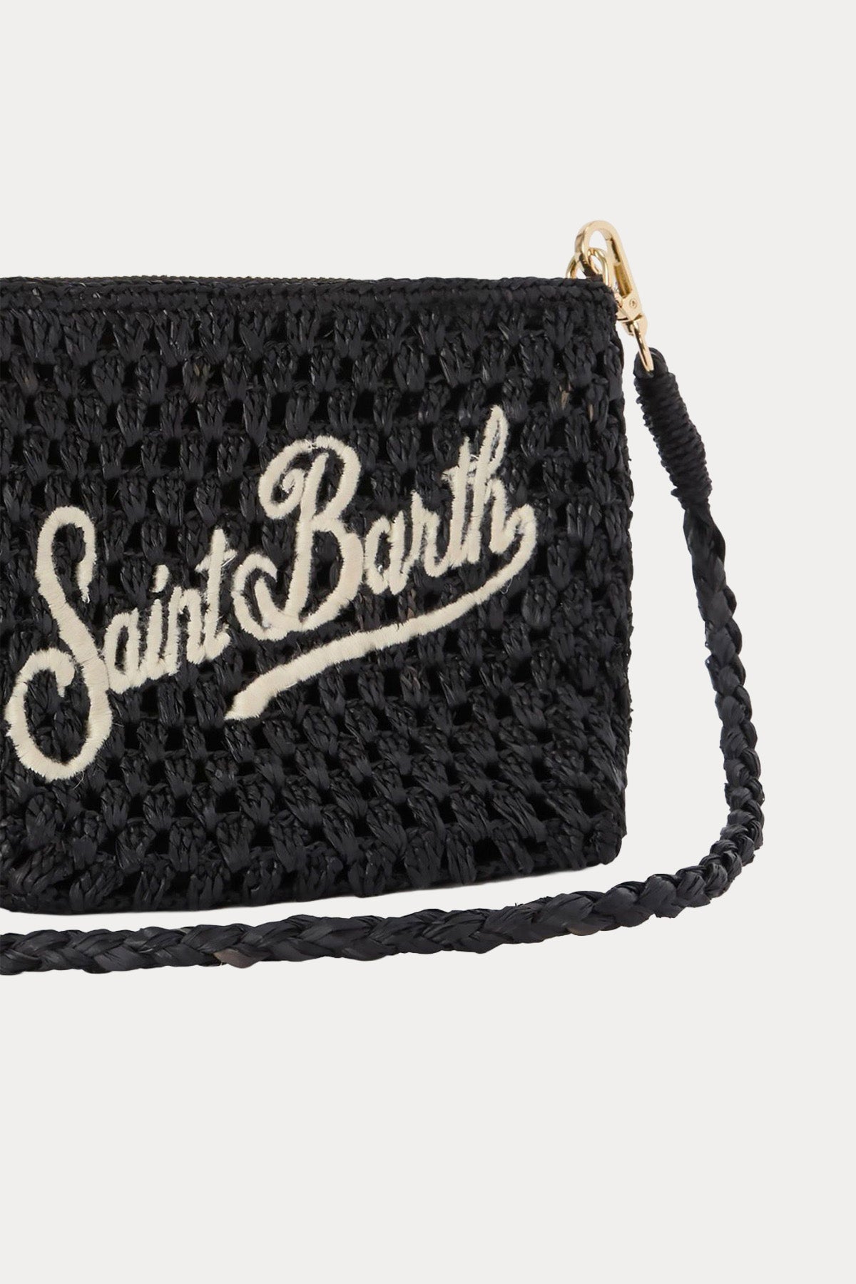 Saint Barth Mini Logolu Hasır Örgü Clutch Çanta