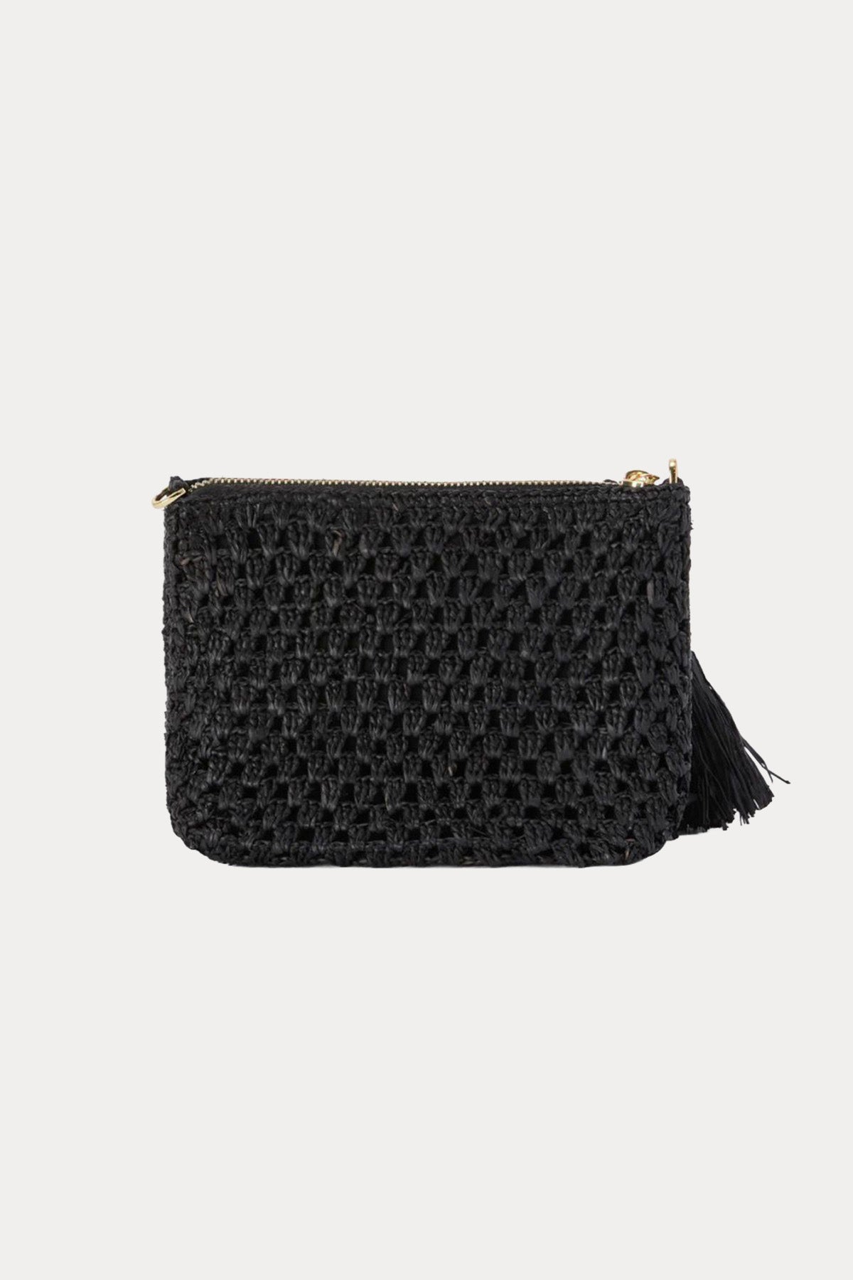 Saint Barth Mini Logolu Hasır Örgü Clutch Çanta