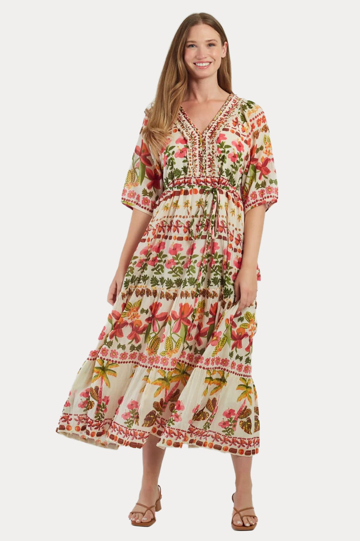 Rene Derhy Mildred Relaxed Fit Çiçek Desenli Maxi Elbise-Elbise-Libas