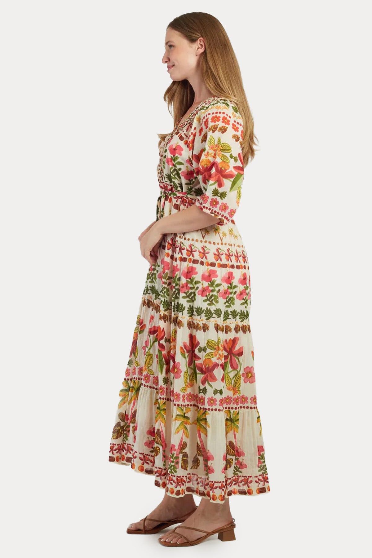 Rene Derhy Mildred Relaxed Fit Çiçek Desenli Maxi Elbise-Elbise-Libas