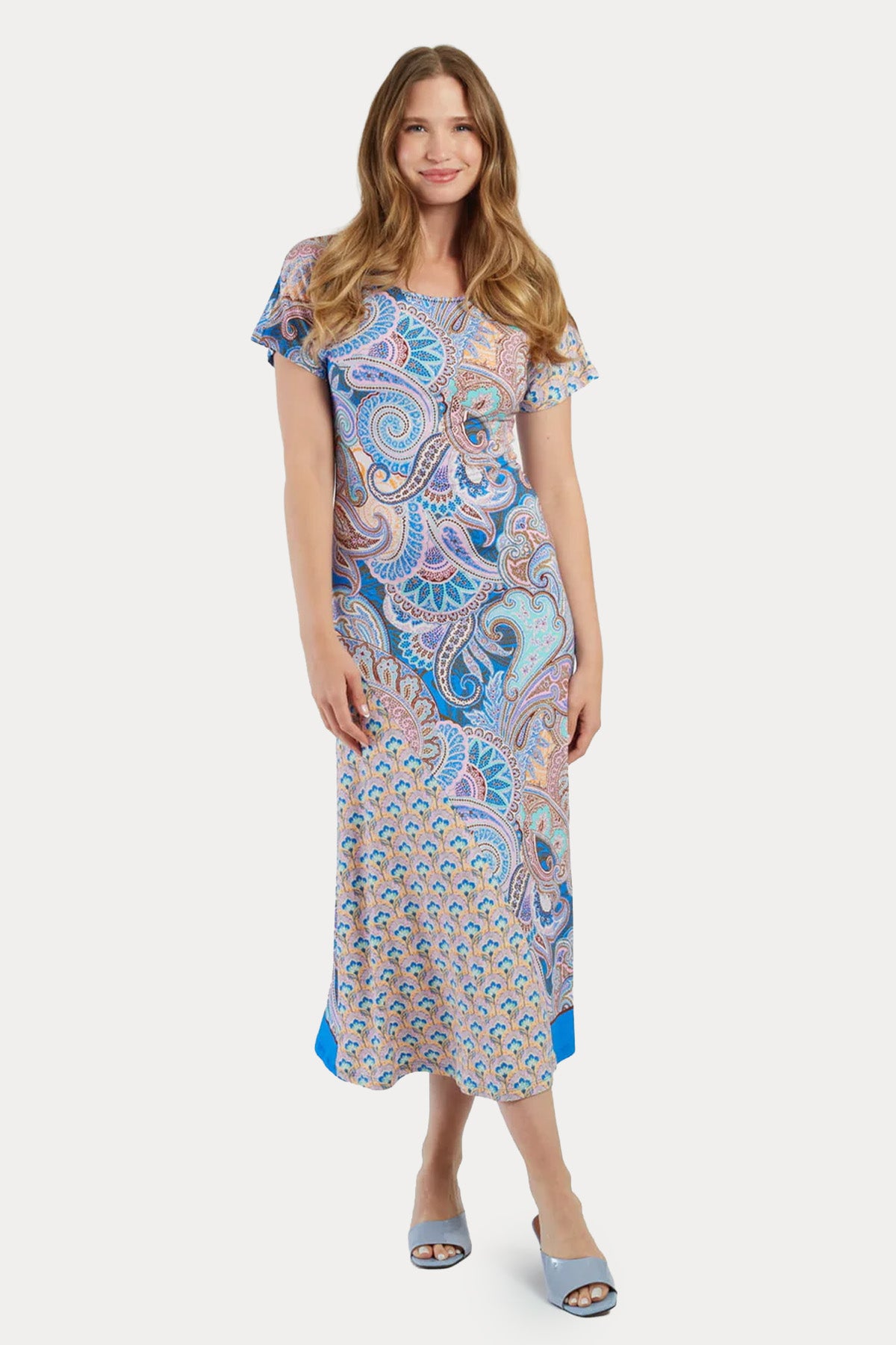 Rene Derhy Maxou Slim Fit Paisley Desenli Midi Elbise-Elbise-Libas