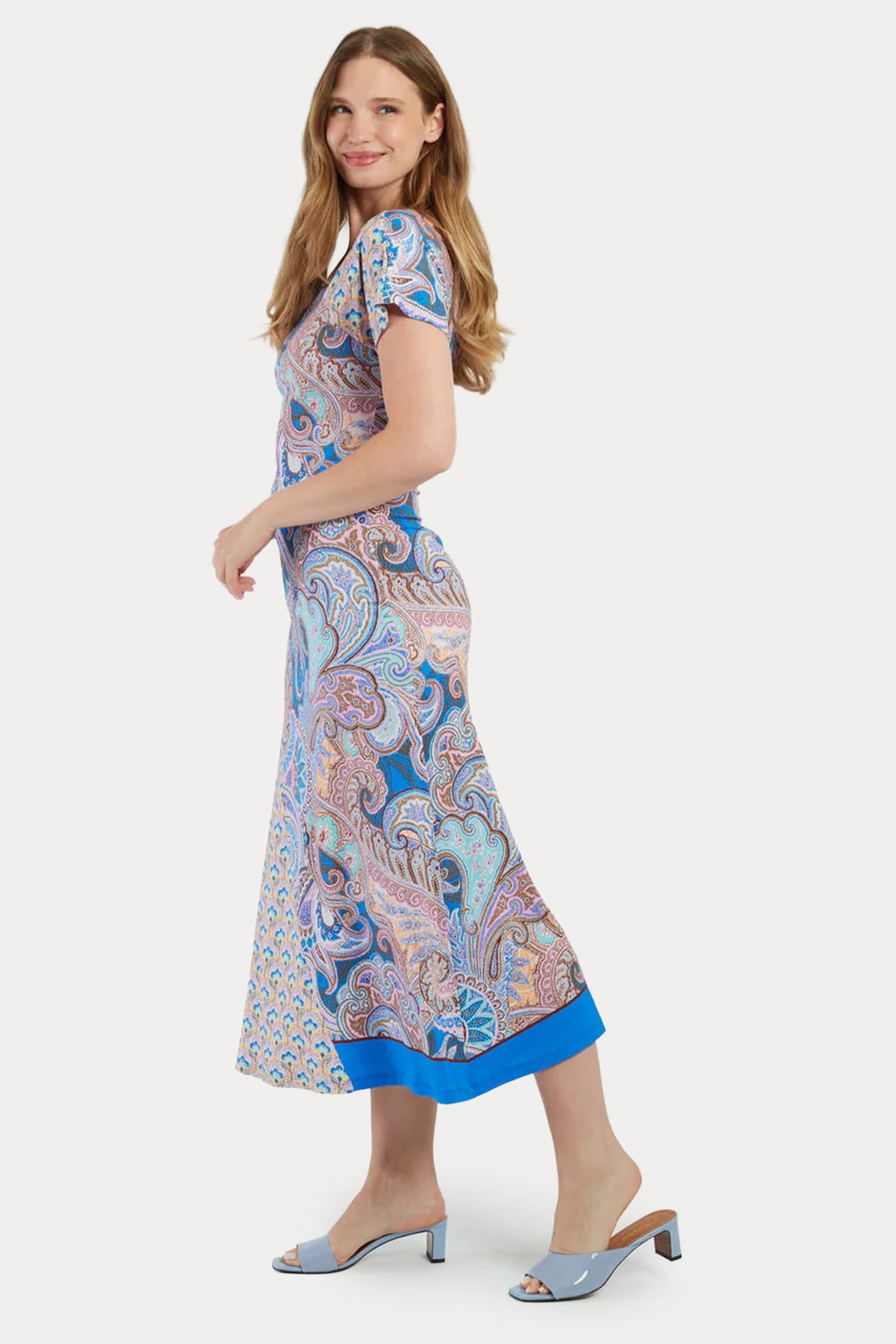 Rene Derhy Maxou Slim Fit Paisley Desenli Midi Elbise-Elbise-Libas