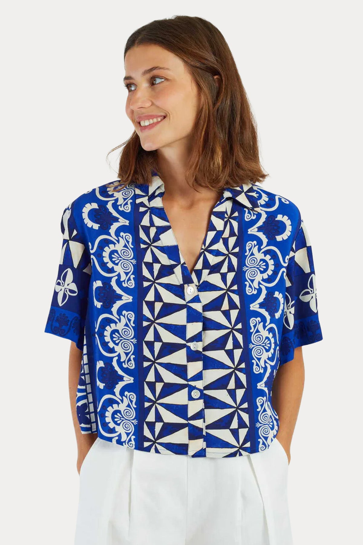 Rene Derhy Anicette Relaxed Fit Etnik Desenli Bluz-Bluz-Libas