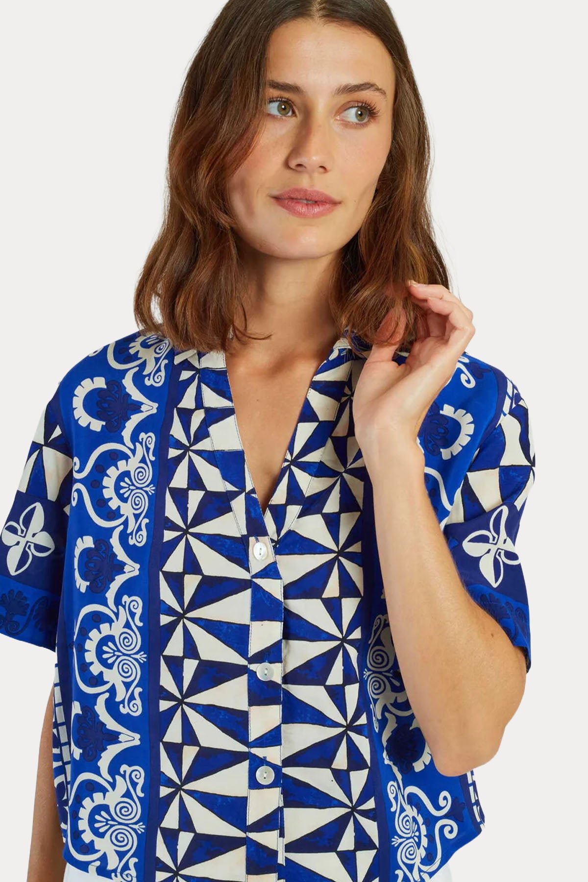 Rene Derhy Anicette Relaxed Fit Etnik Desenli Bluz-Bluz-Libas