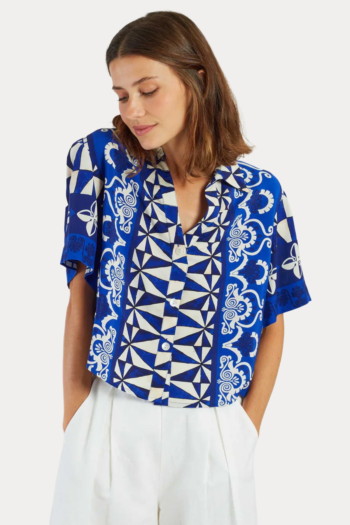 Rene Derhy Anicette Relaxed Fit Etnik Desenli Bluz-Bluz-Libas