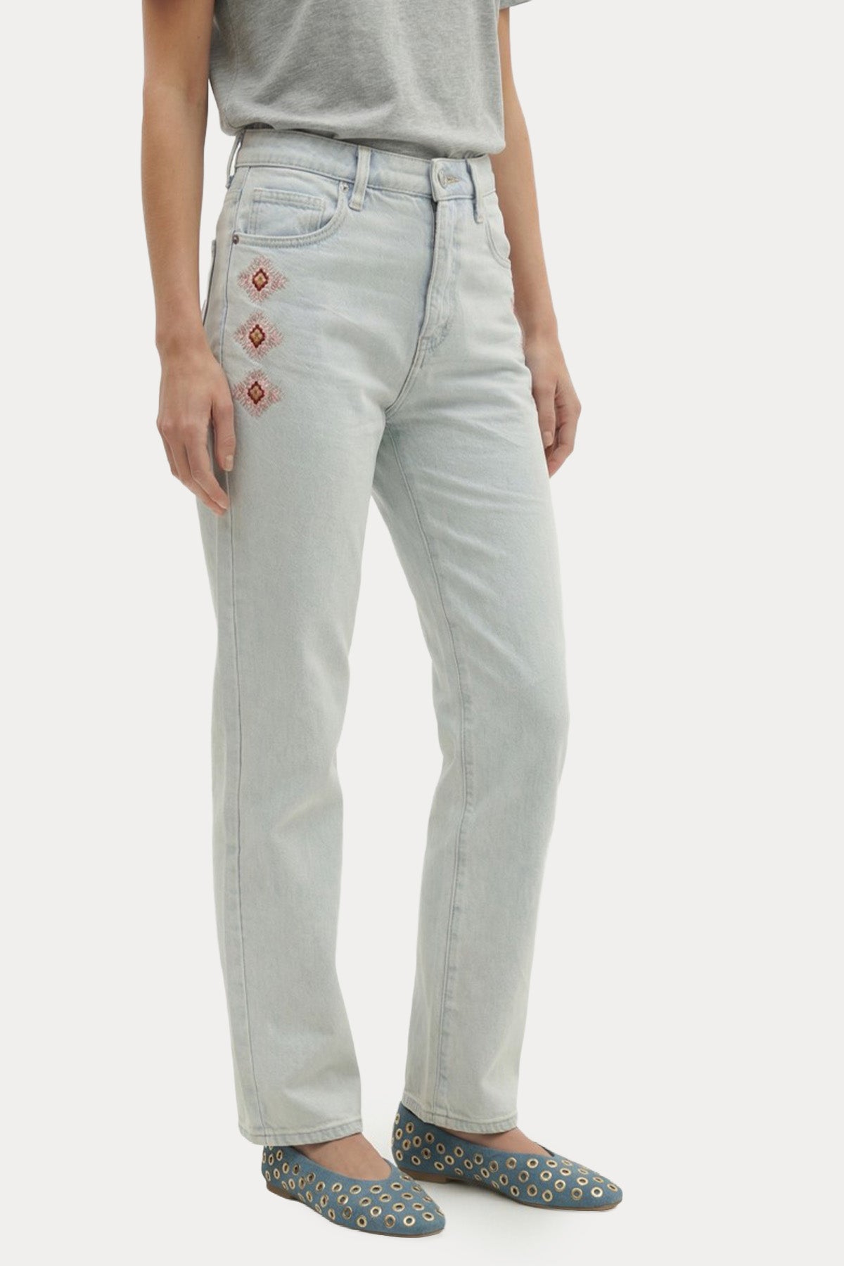 Berenice Straight Fit Yüksek Bel Yıkamalı Jeans