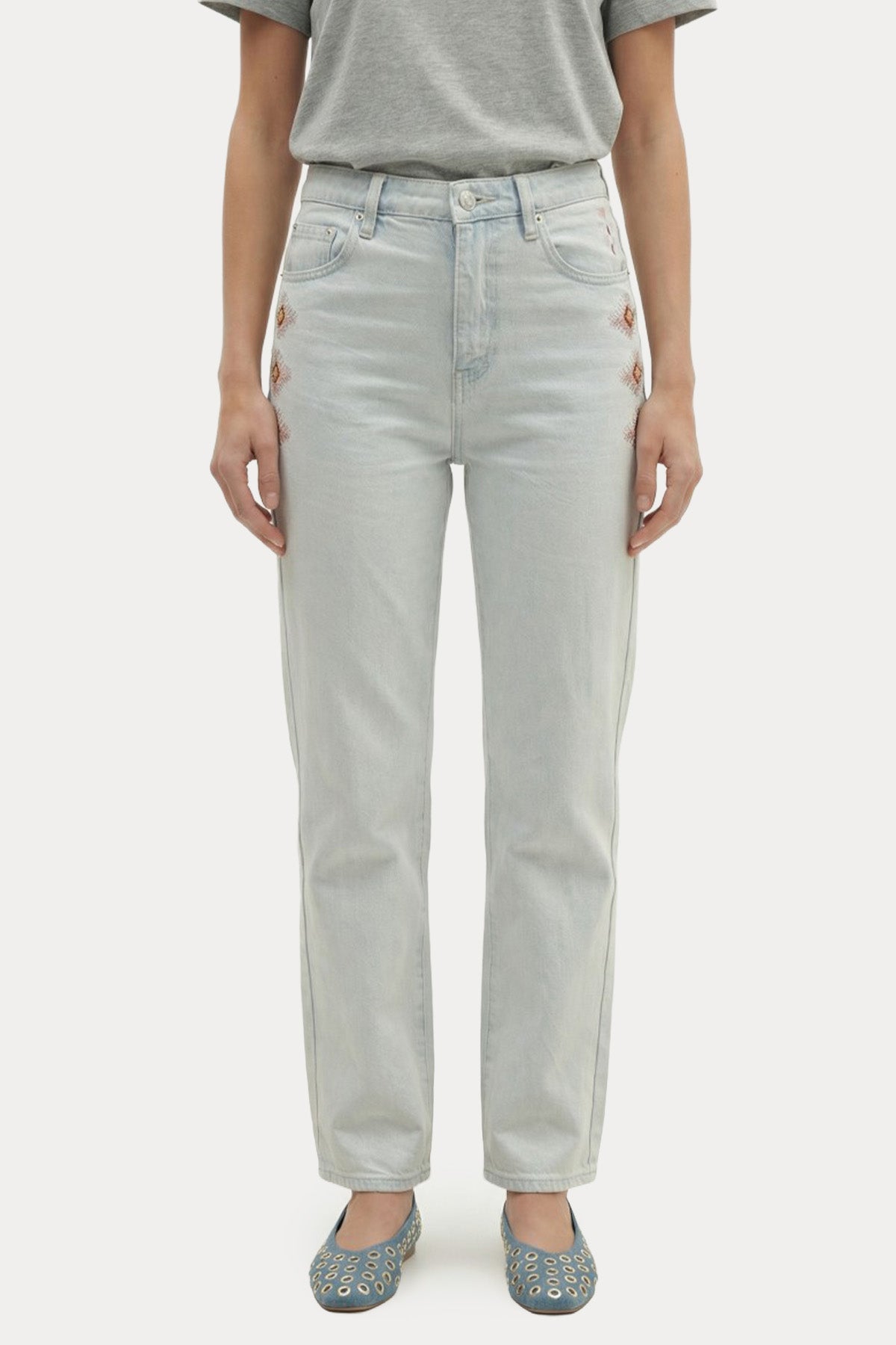 Berenice Straight Fit Yüksek Bel Yıkamalı Jeans