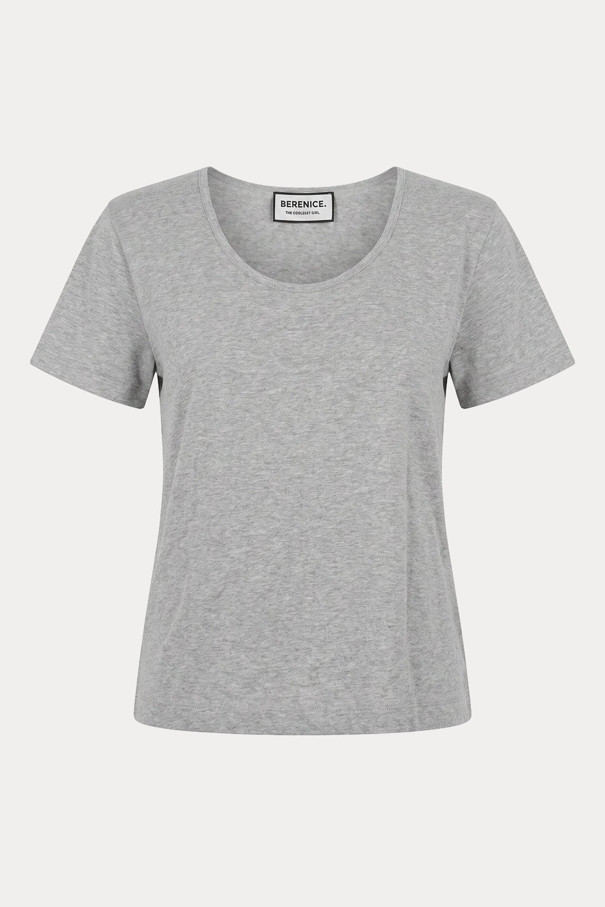 Berenice V Yaka Kanat Desenli Keten T-shirt