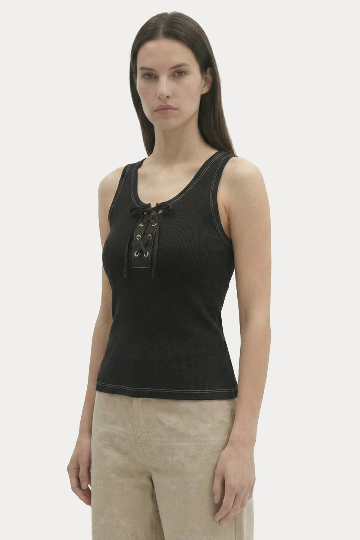 Berenice Slim Fit Bağcık Detaylı Streç T-shirt