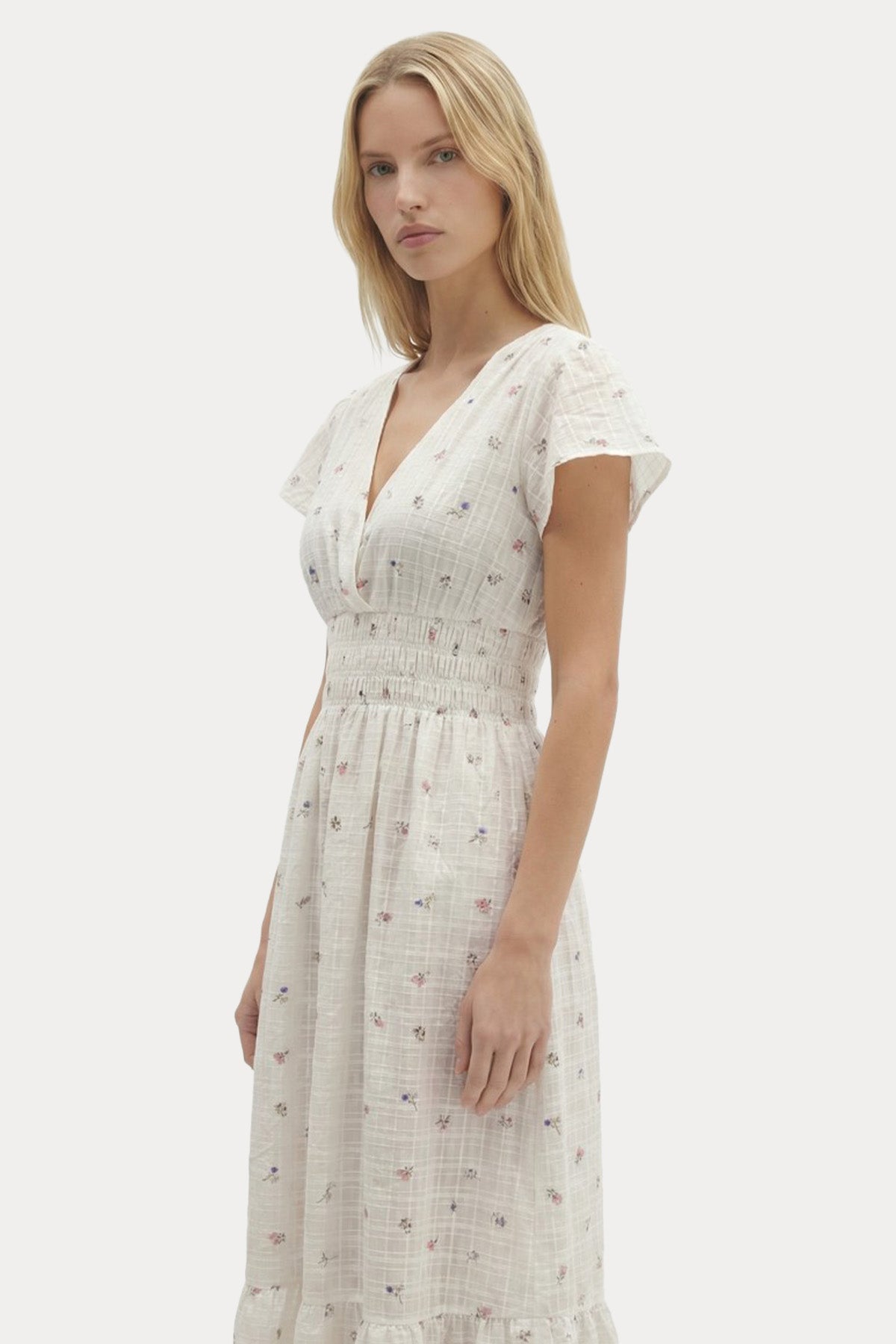 Berenice Regular Fit Jakar Çiçek Desenli Midi Elbise