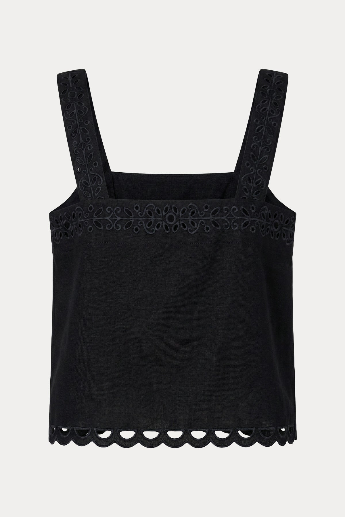 Berenice Regular Fit Nakış Desenli Crop Keten Bluz