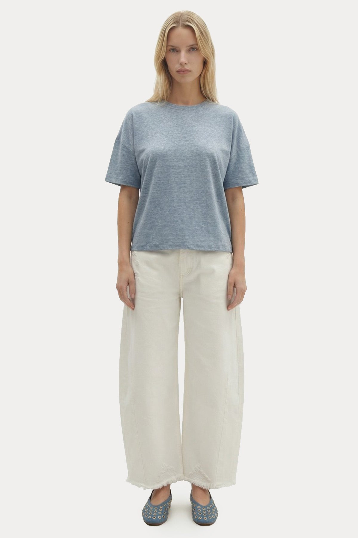 Berenice Comfort Fit Kanat Desenli Keten T-shirt