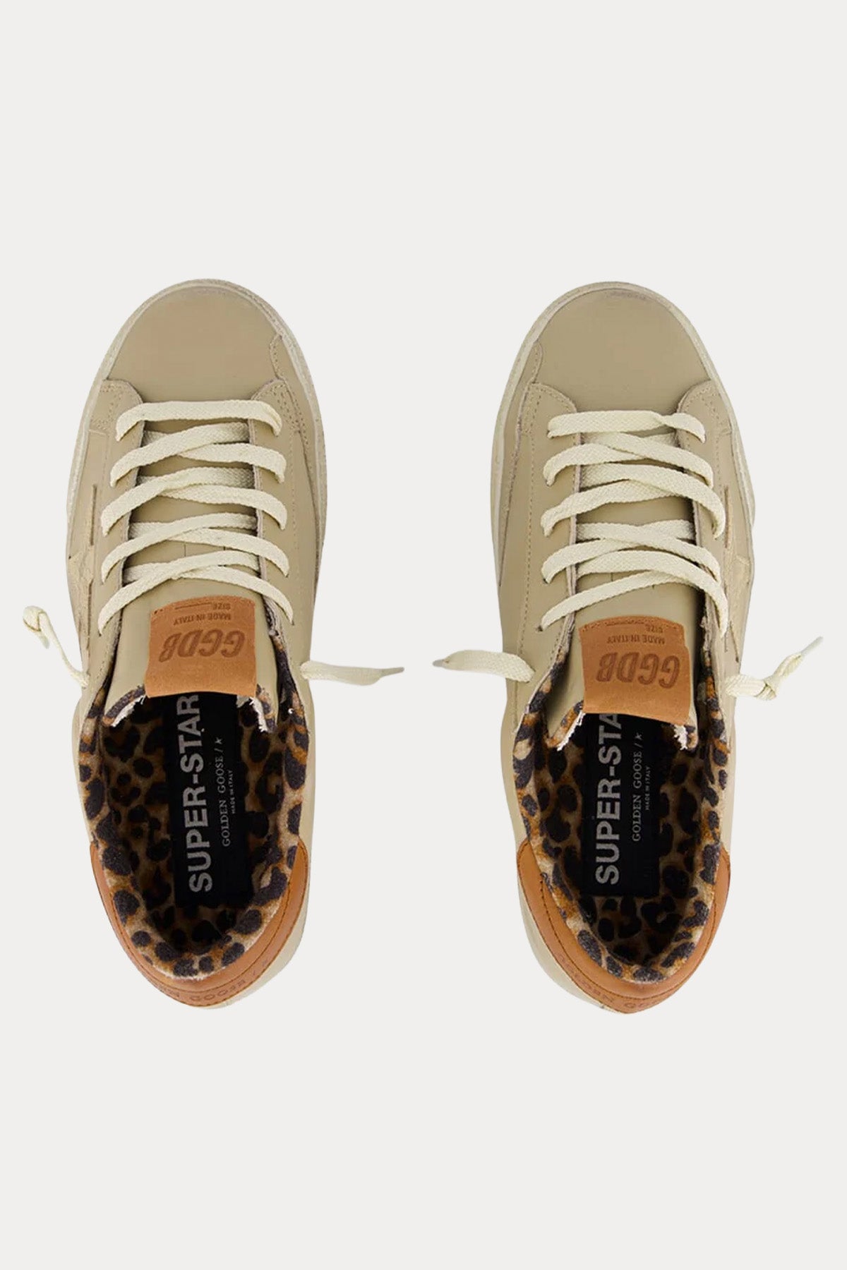 Golden Goose Super-Star İçi Leopar Desenli Deri Sneaker Ayakkabı-Ayakkabı-Libas