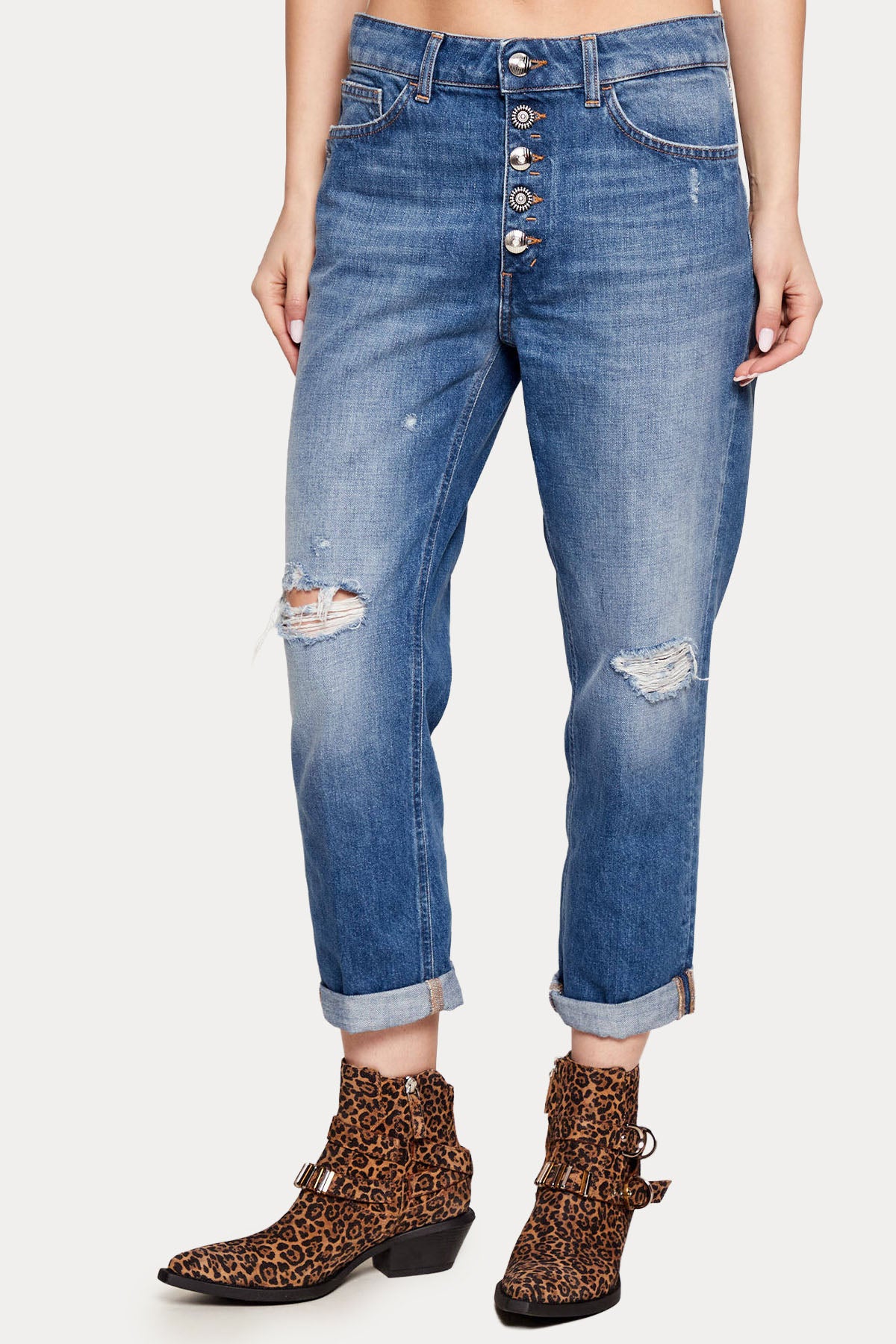 Dondup Koons Loose Fit Yıkamalı Jeans-Jeans-Libas