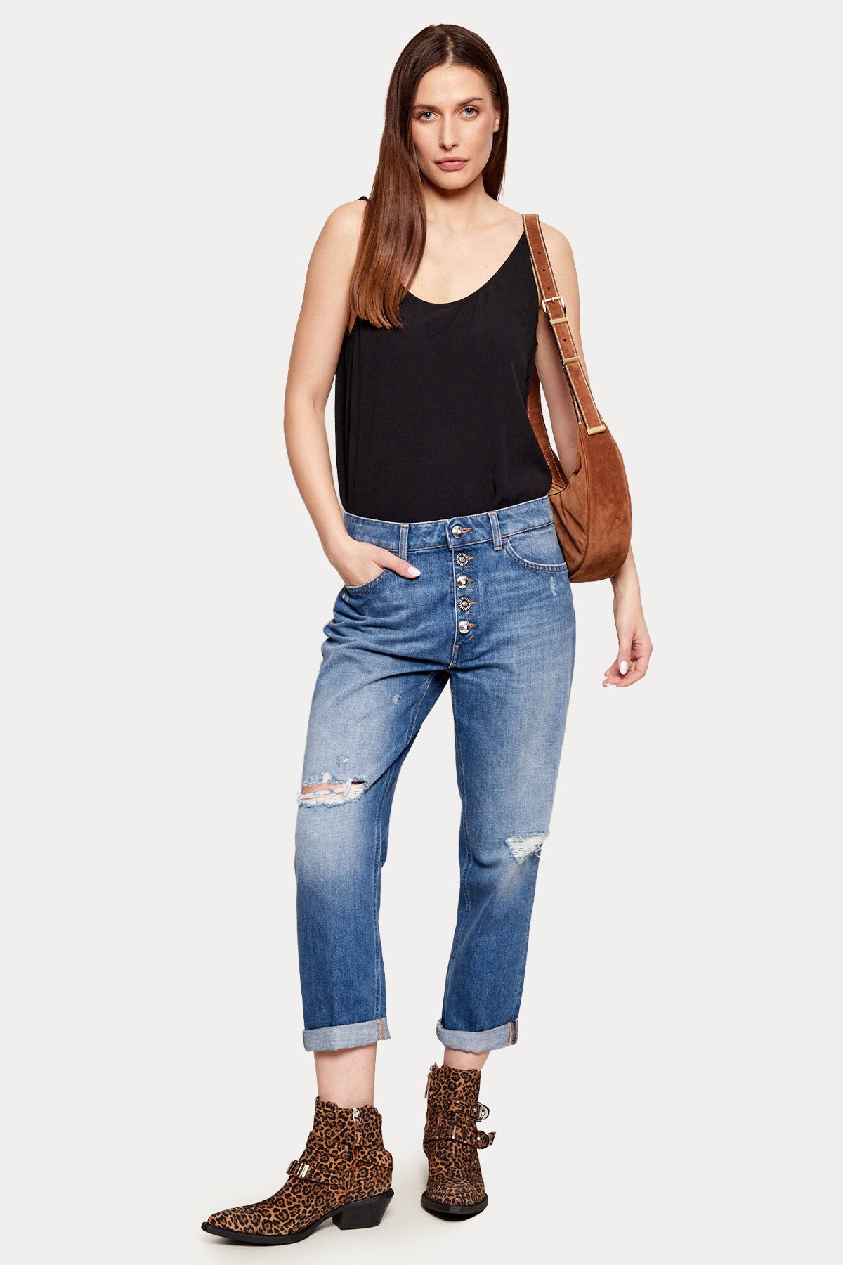 Dondup Koons Loose Fit Yıkamalı Jeans-Jeans-Libas