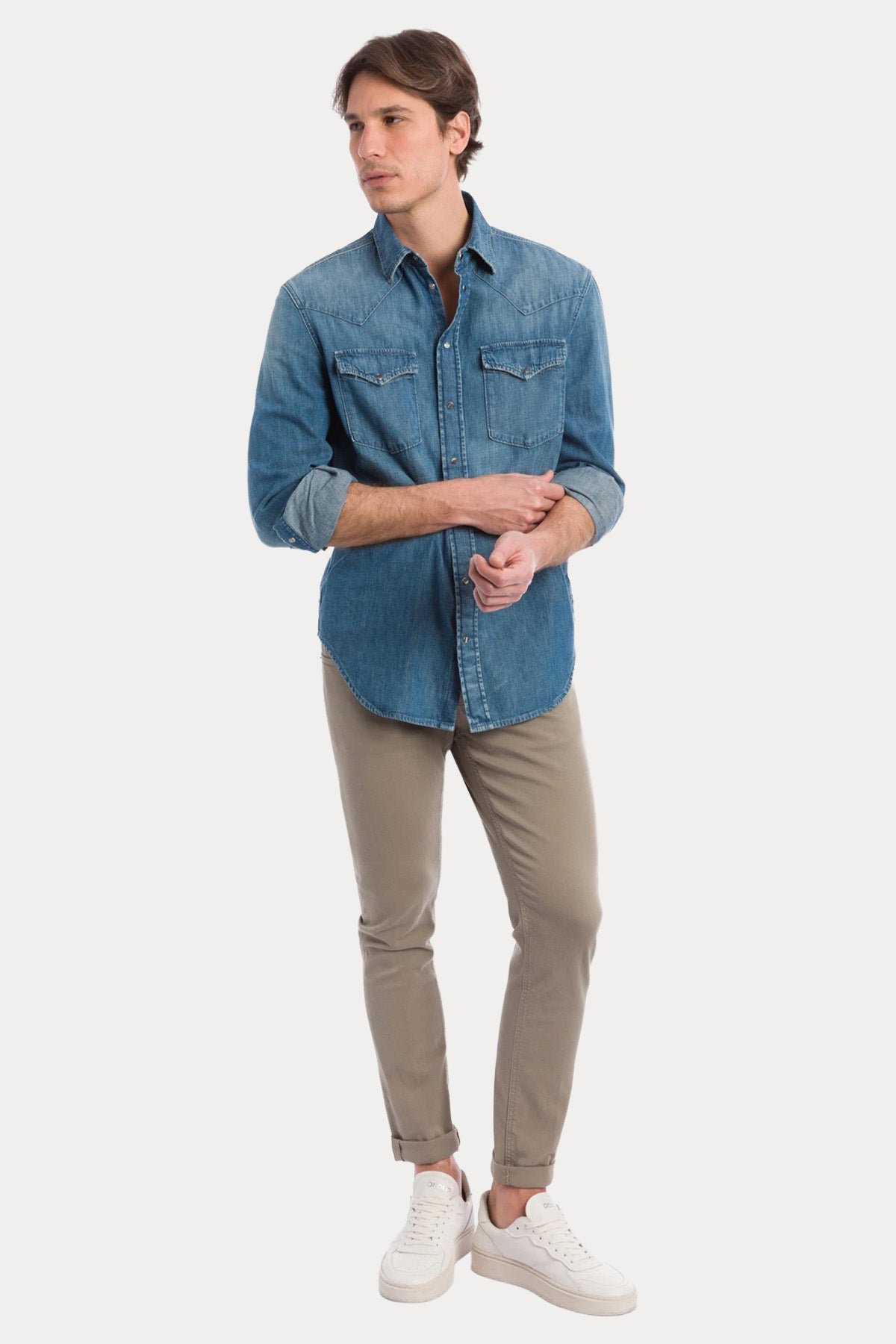 Dondup Regular Fit Yıkamalı Denim Gömlek-Gömlek-Libas