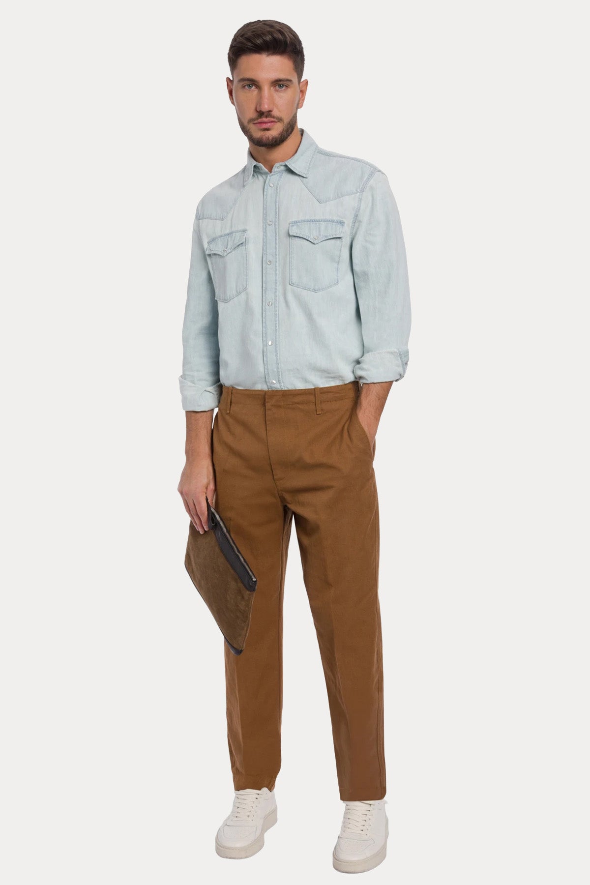 Dondup Regular Fit Yıkamalı Denim Gömlek-Gömlek-Libas