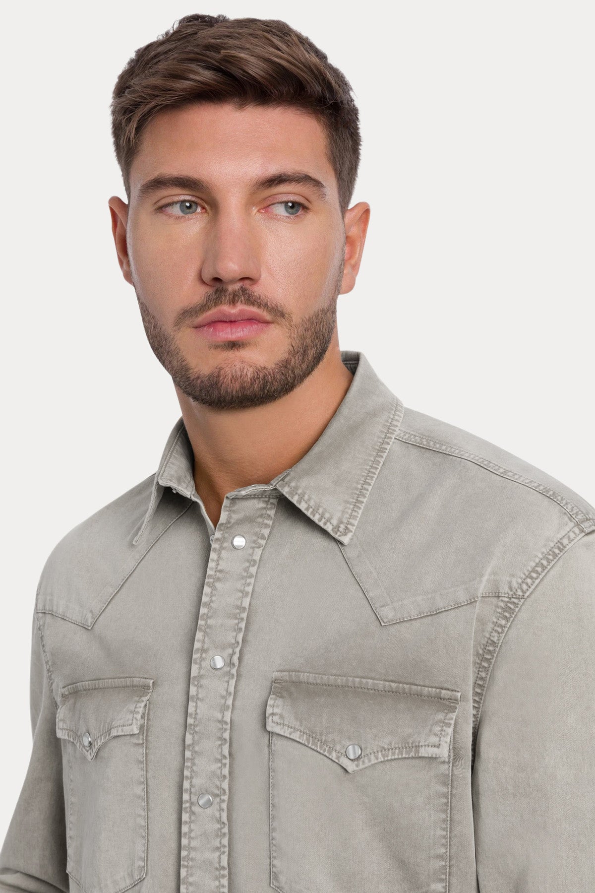 Dondup Regular Fit Yıkamalı Streç Denim Gömlek-Gömlek-Libas