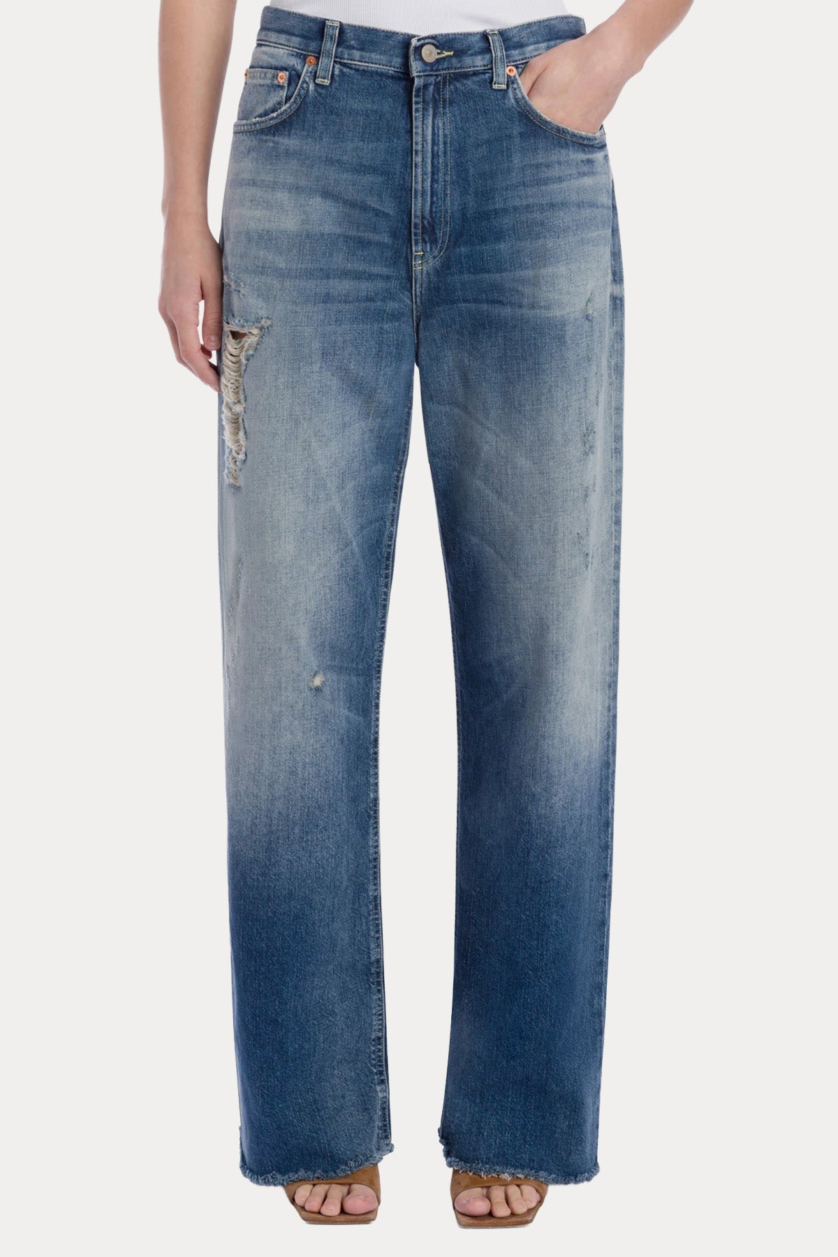 Dondup Francine Wide Leg Yıkamalı Jeans-Jeans-Libas