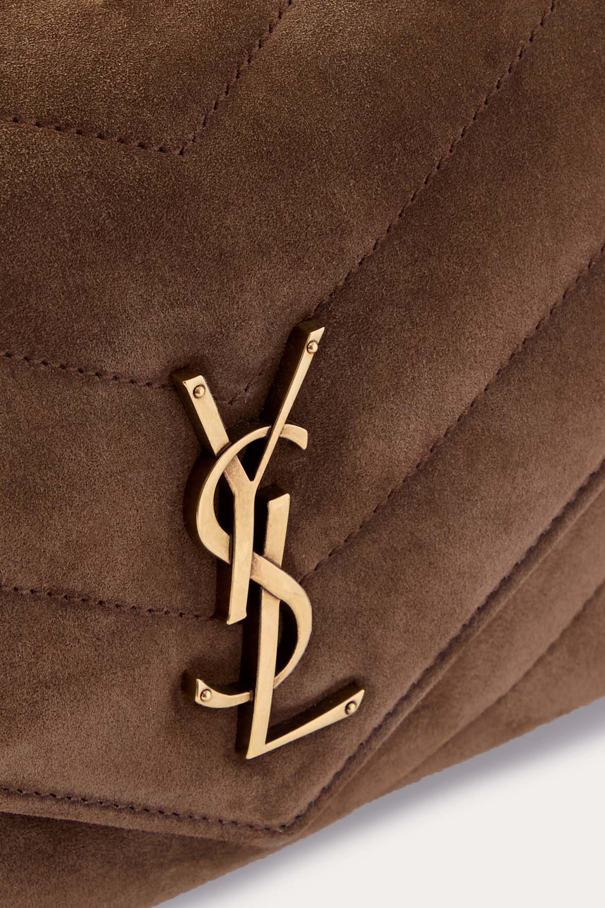 Saint Laurent Logolu Small Süet Omuz Çantası-Çanta-Libas