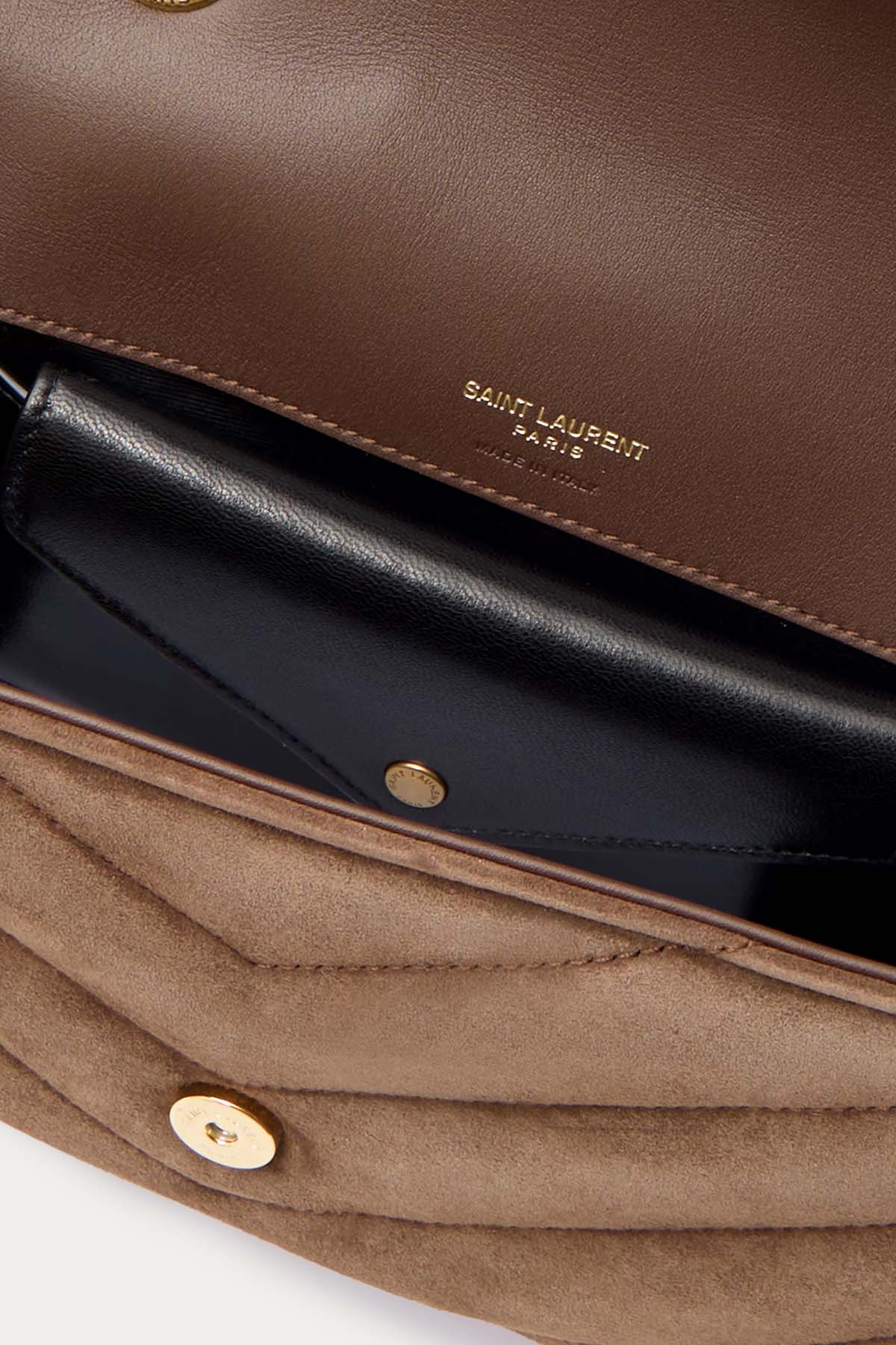 Saint Laurent Logolu Small Süet Omuz Çantası-Çanta-Libas