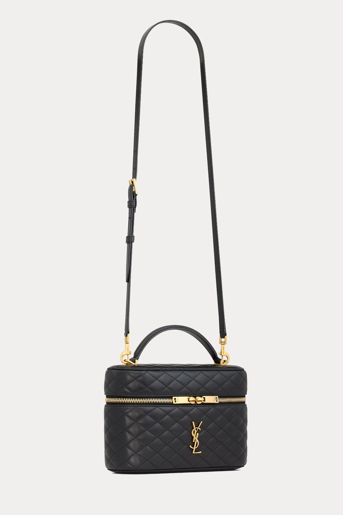 Saint Laurent Logolu Medium Kapitone Deri Omuz Çantası-Çanta-Libas
