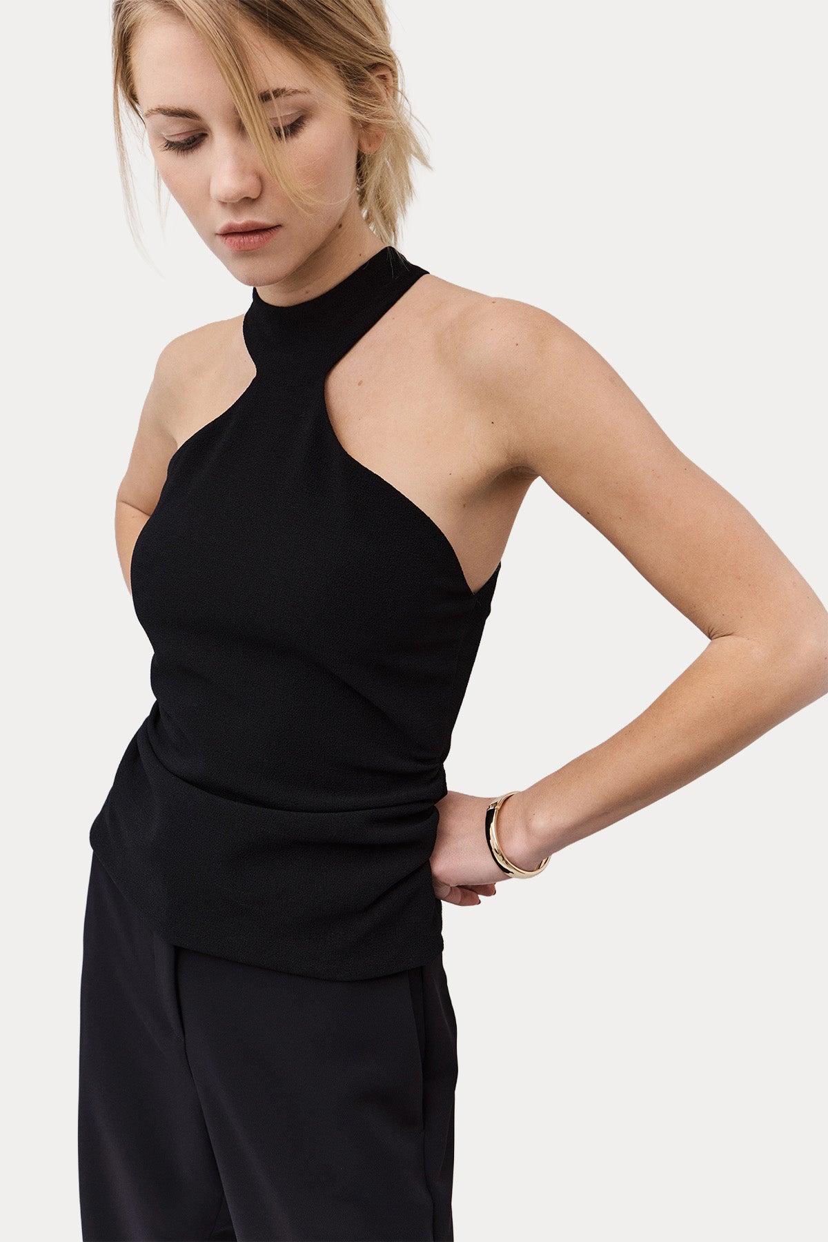 Bsb Halter Yaka Drapeli Bluz-Bluz-Libas