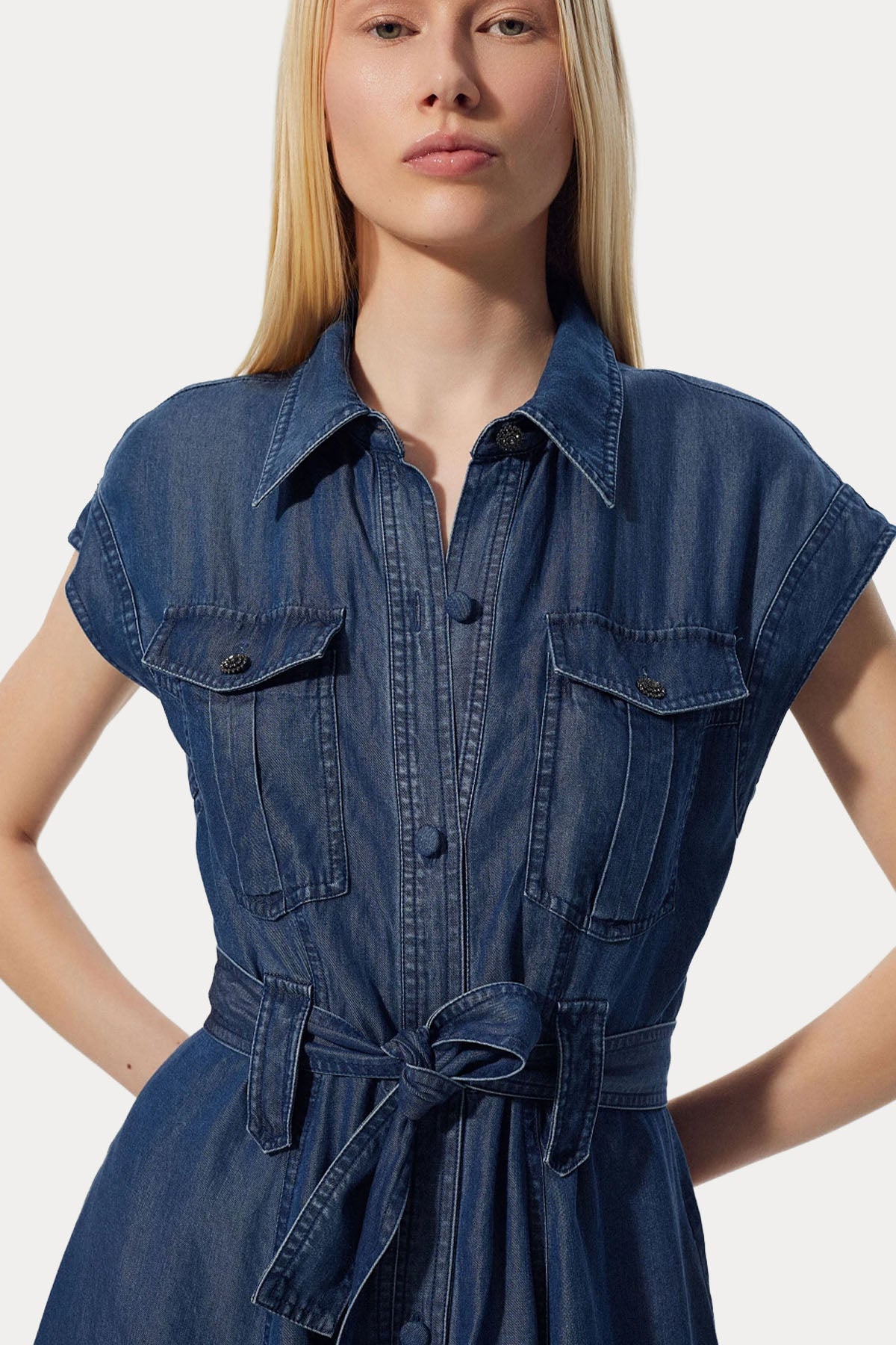 Bsb Relaxed Fit Denim Midi Gömlek Elbise