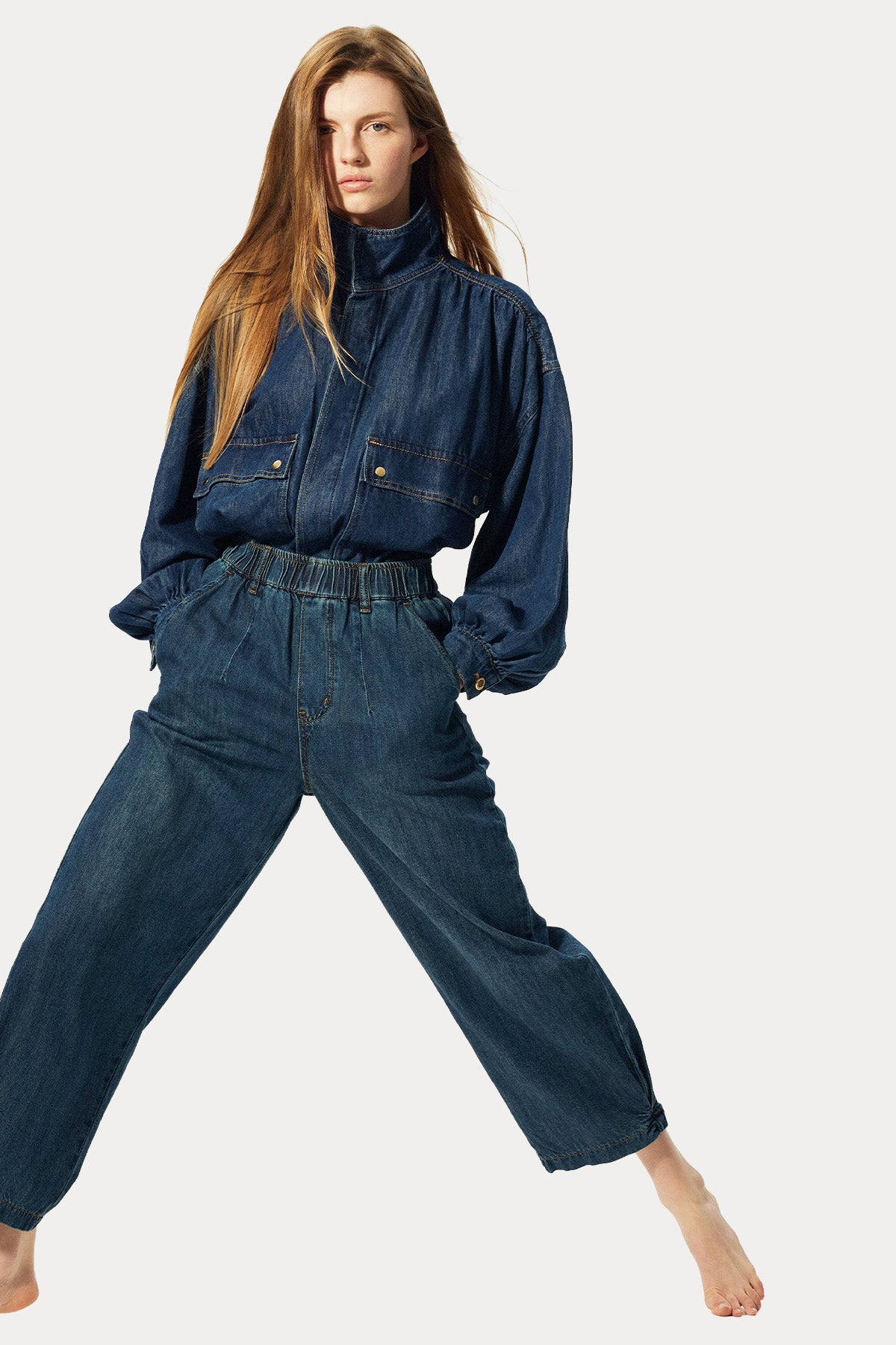 Bsb Relaxed Fit Beli Lastikli Jeans