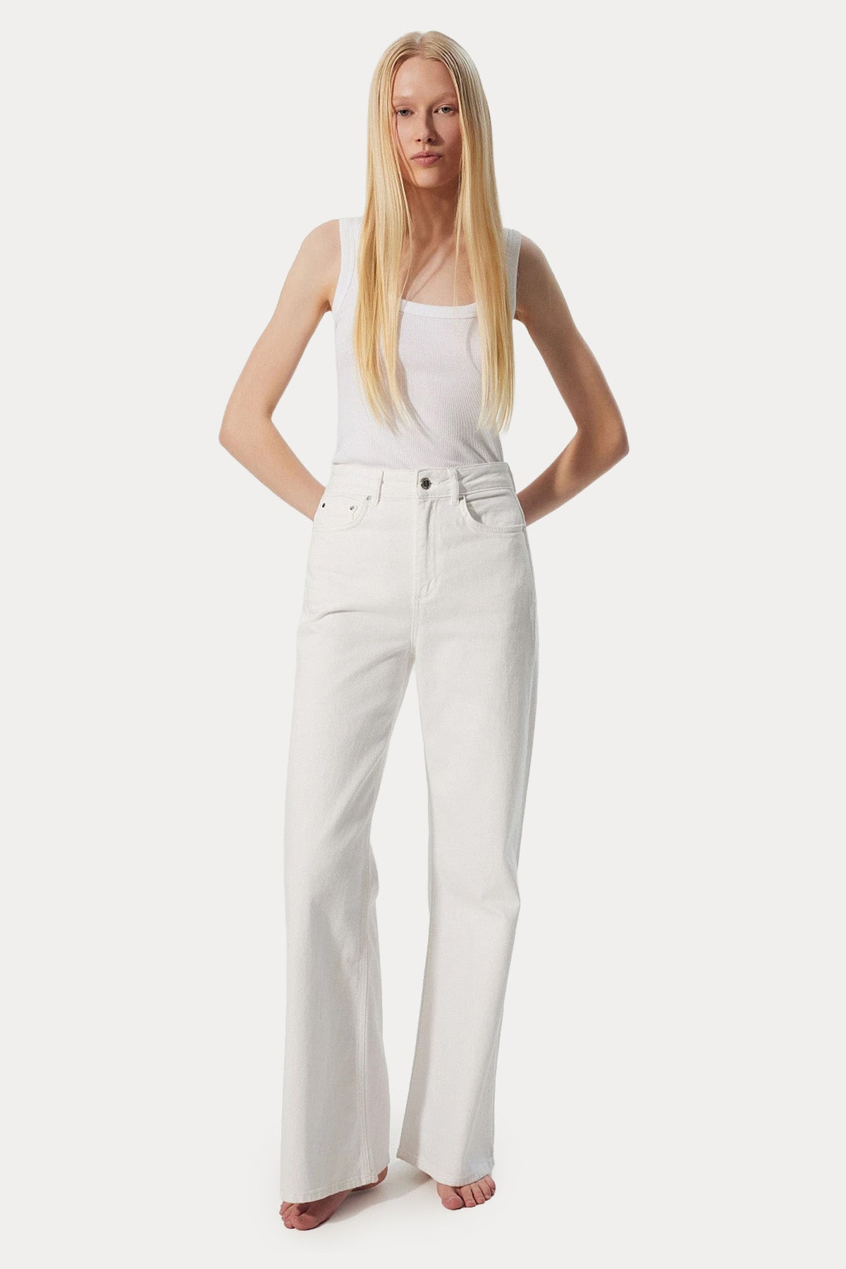 Bsb Wide Leg Yüksek Belli Çan Paça Jeans