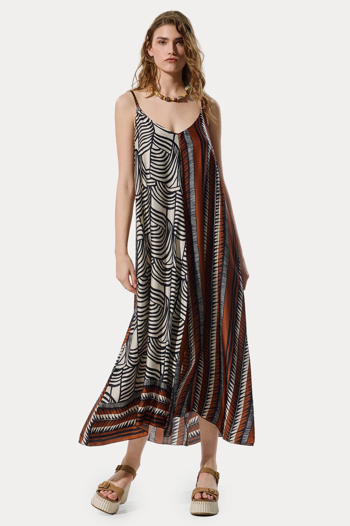 Bsb Relaxed Fit Askılı Midi Elbise