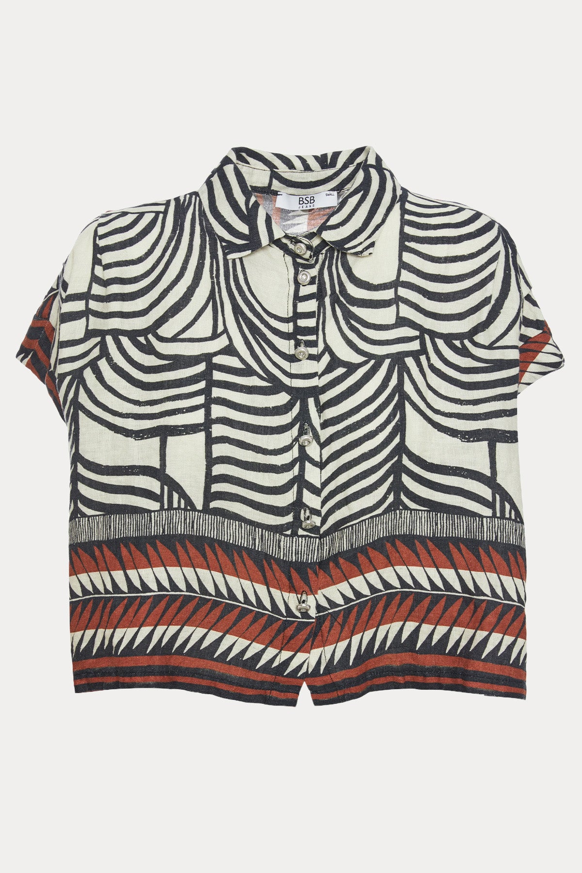 Bsb Relaxed Fit Desenli Keten Gömlek