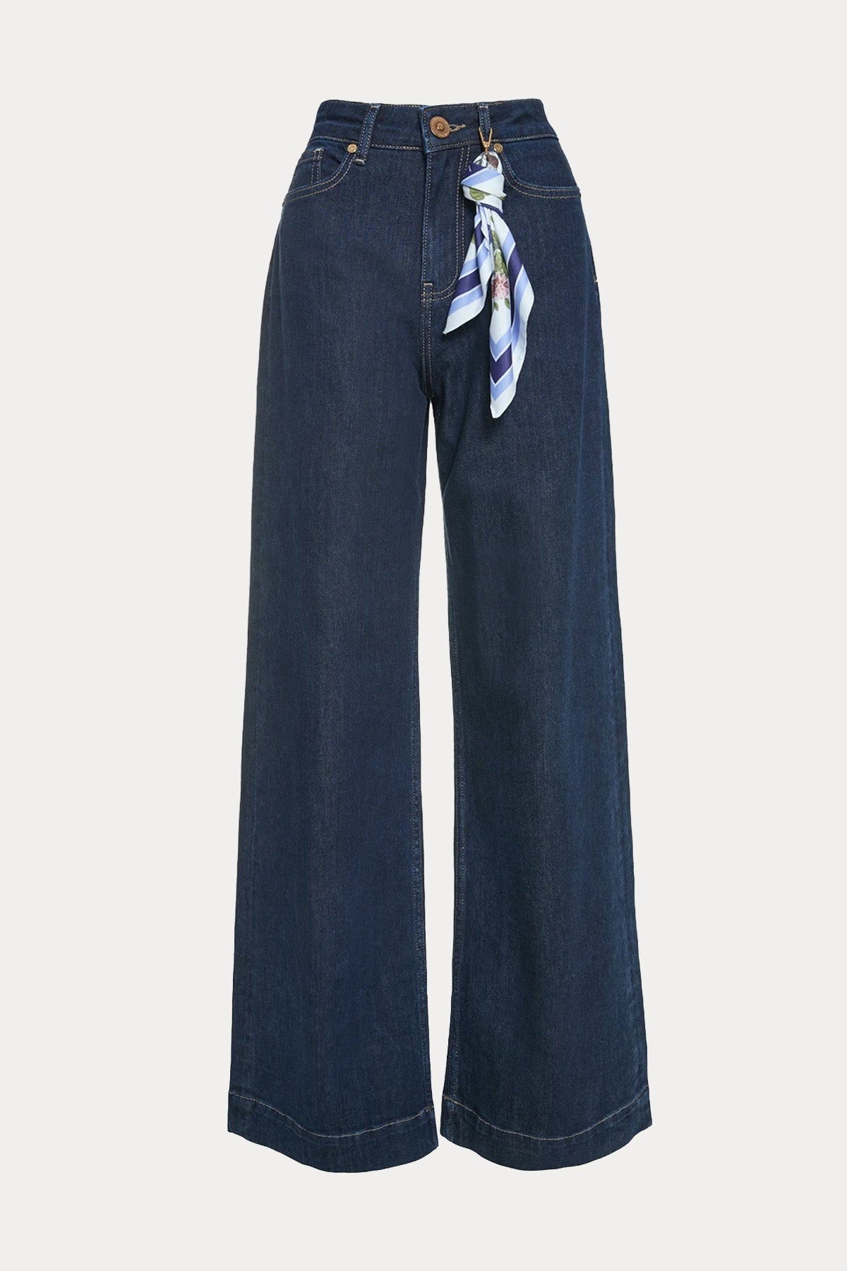 Lynne Straight Fit Fularlı Yüksek Bel Jeans