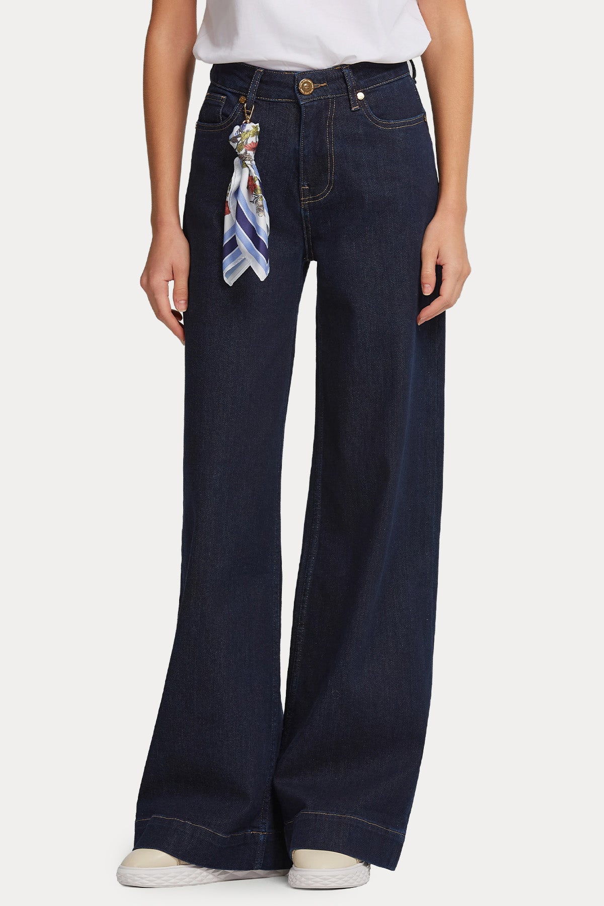 Lynne Straight Fit Fularlı Yüksek Bel Jeans-Jeans-Libas