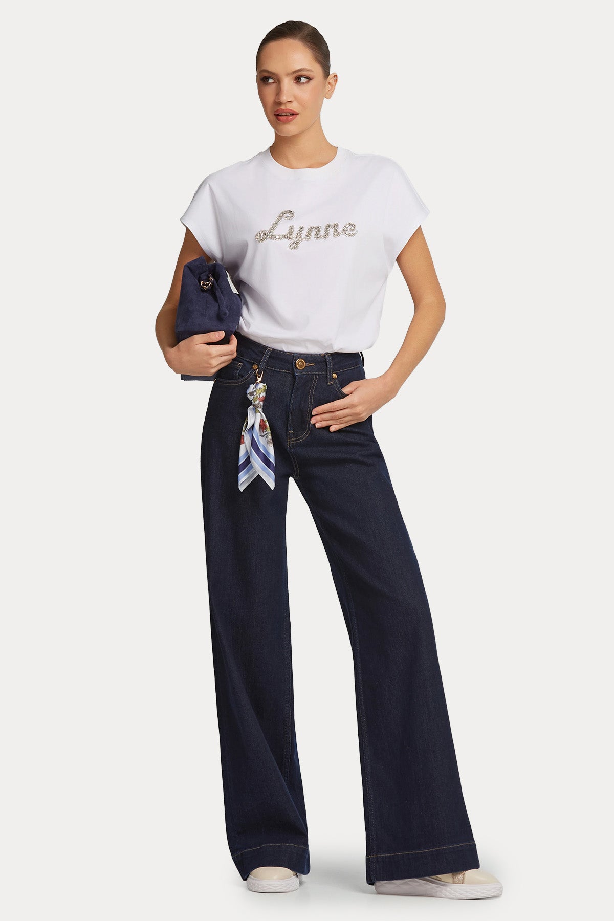 Lynne Straight Fit Fularlı Yüksek Bel Jeans-Jeans-Libas