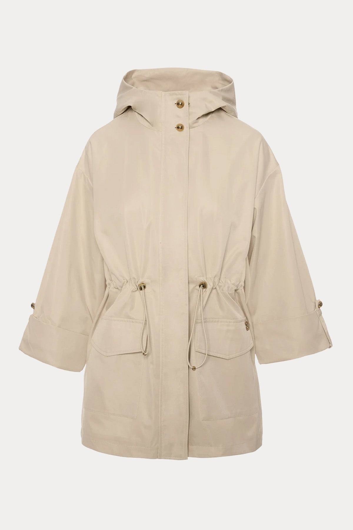 Lynne Relaxed Fit Kapüşonlu Belden Büzgülü Trençkot