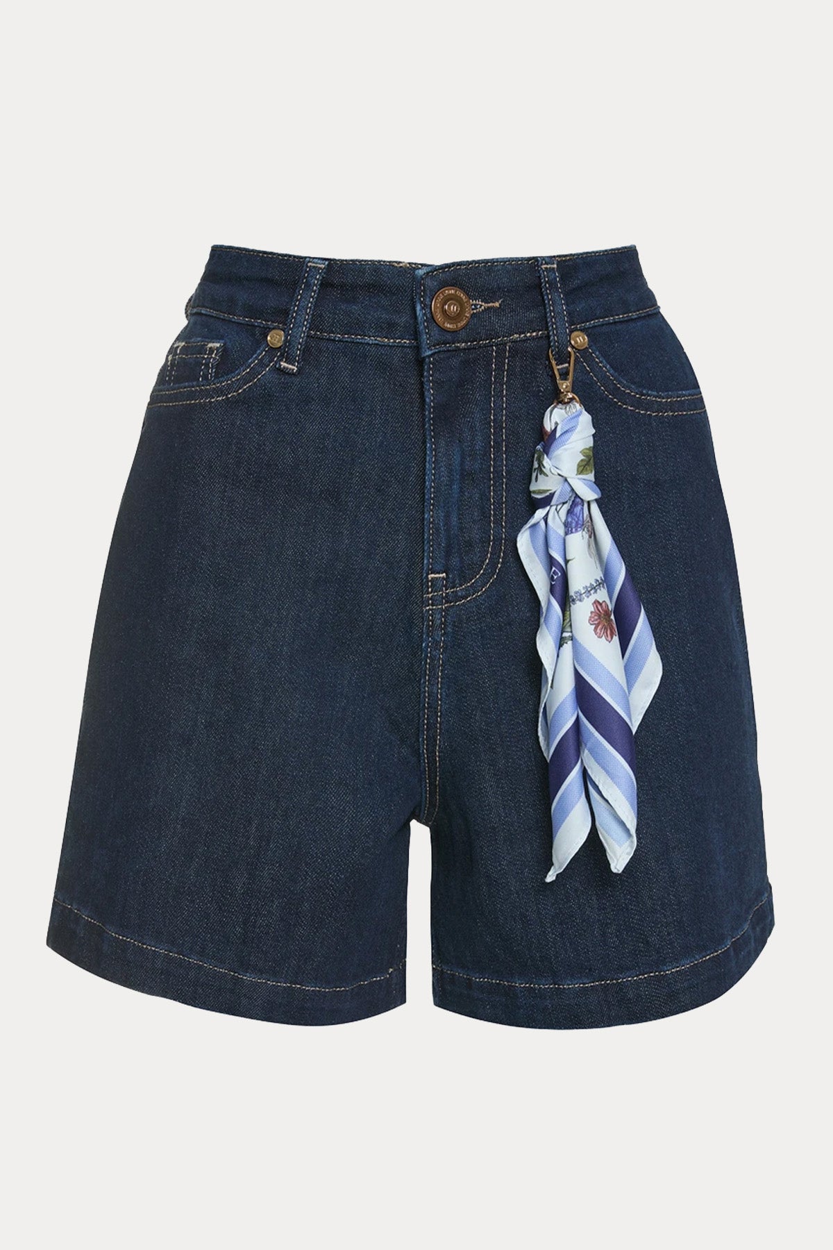 Lynne Regular Fit Fularlı Denim Şort