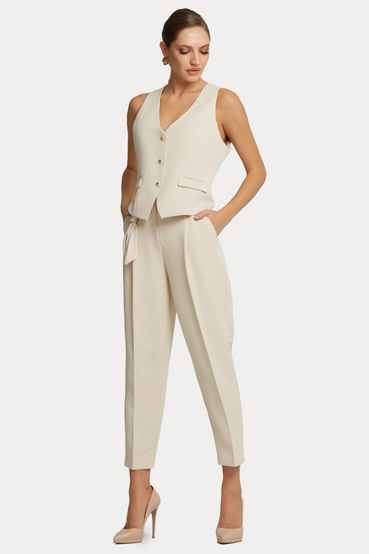 Lynne Regular Fit Yüksek Bel Tek Pileli Pantolon