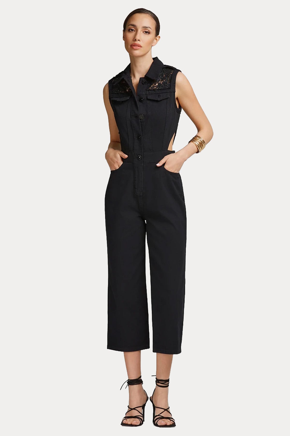 Lynne Regular Fit Nakış Detaylı Denim Tulum