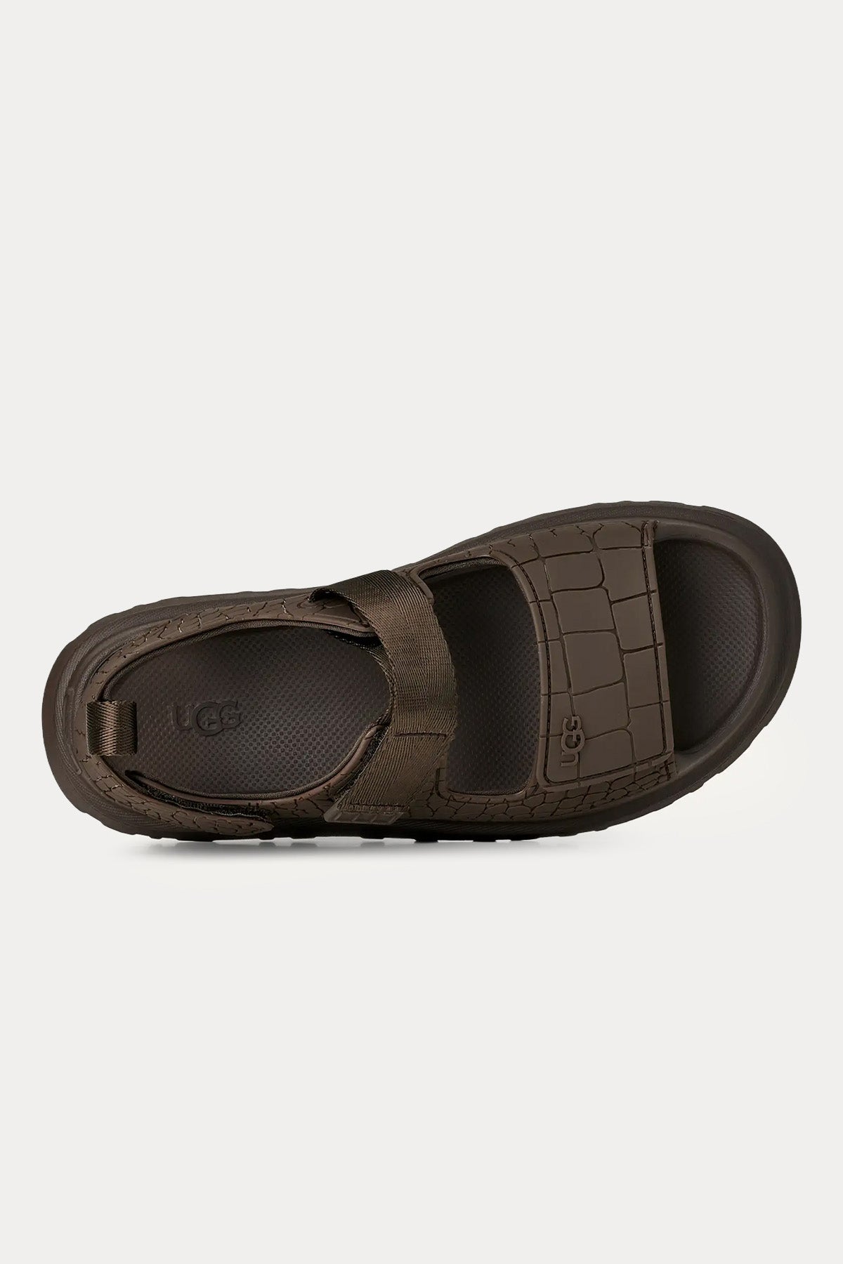 Ugg Dense Smoke GoldenGlow Embossed Krokodil Desen Cırt Cırt Bantlı Sandalet